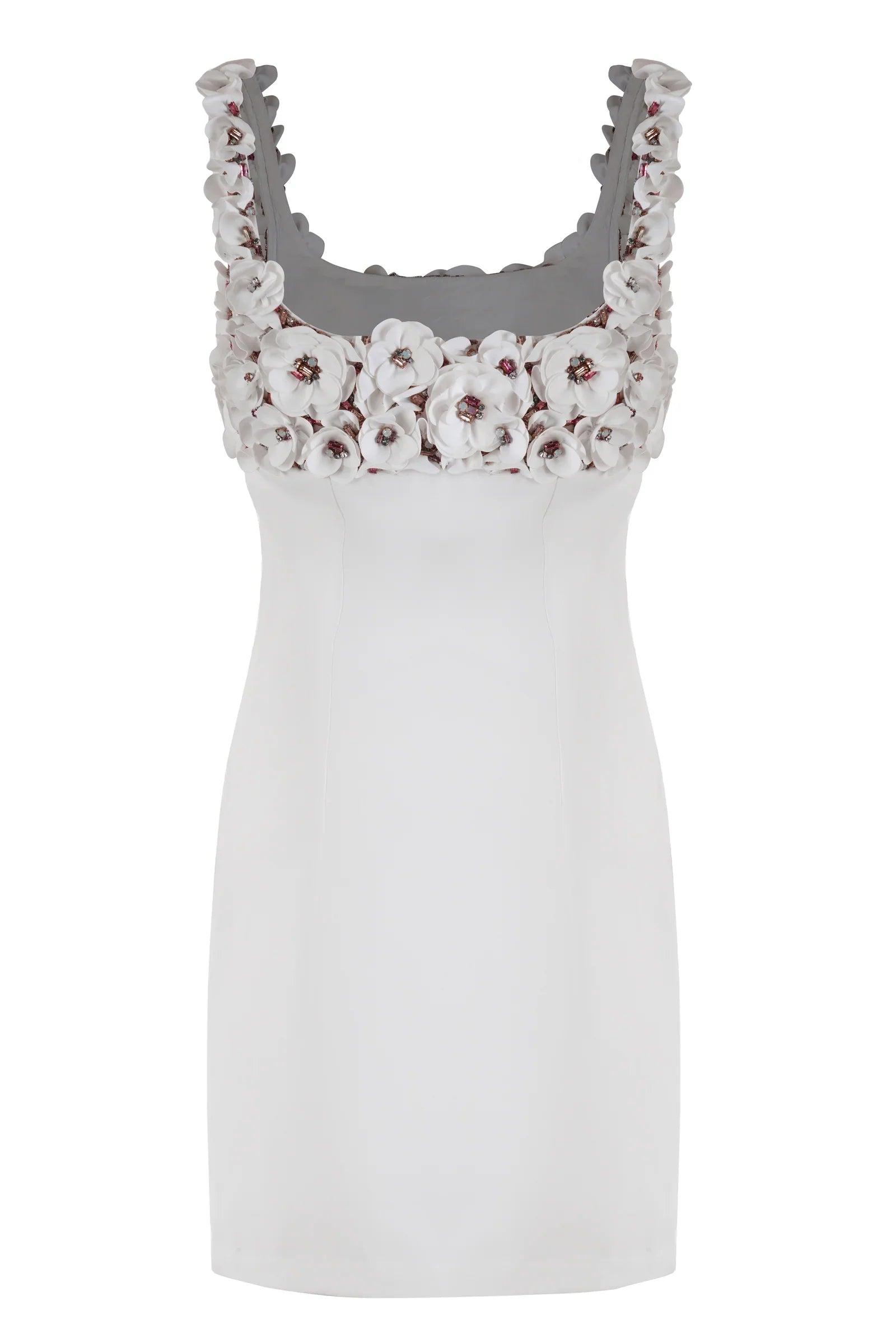 Floral White Mini Dress Product Image
