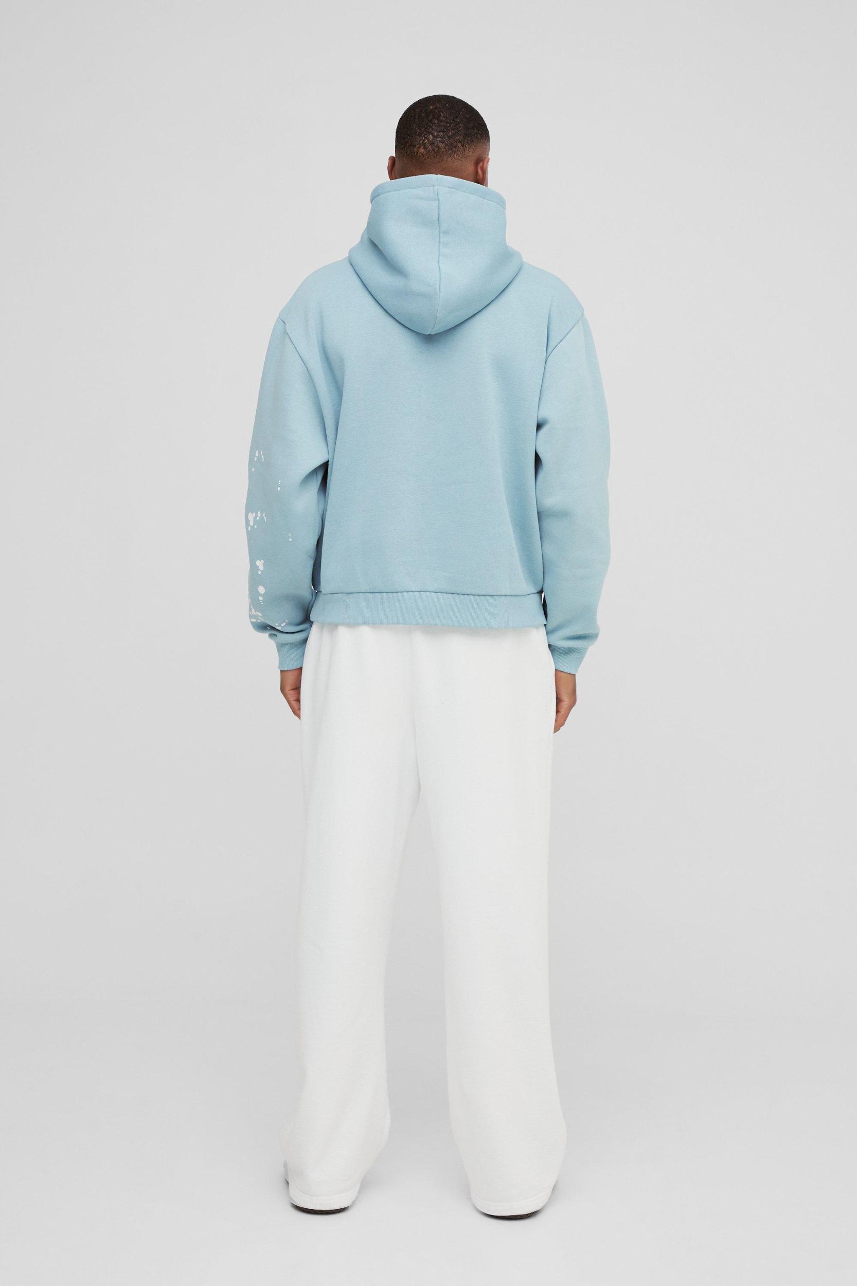 Oversized Boxy Paint Splatter Homme Hoodie | boohooMAN USA Product Image