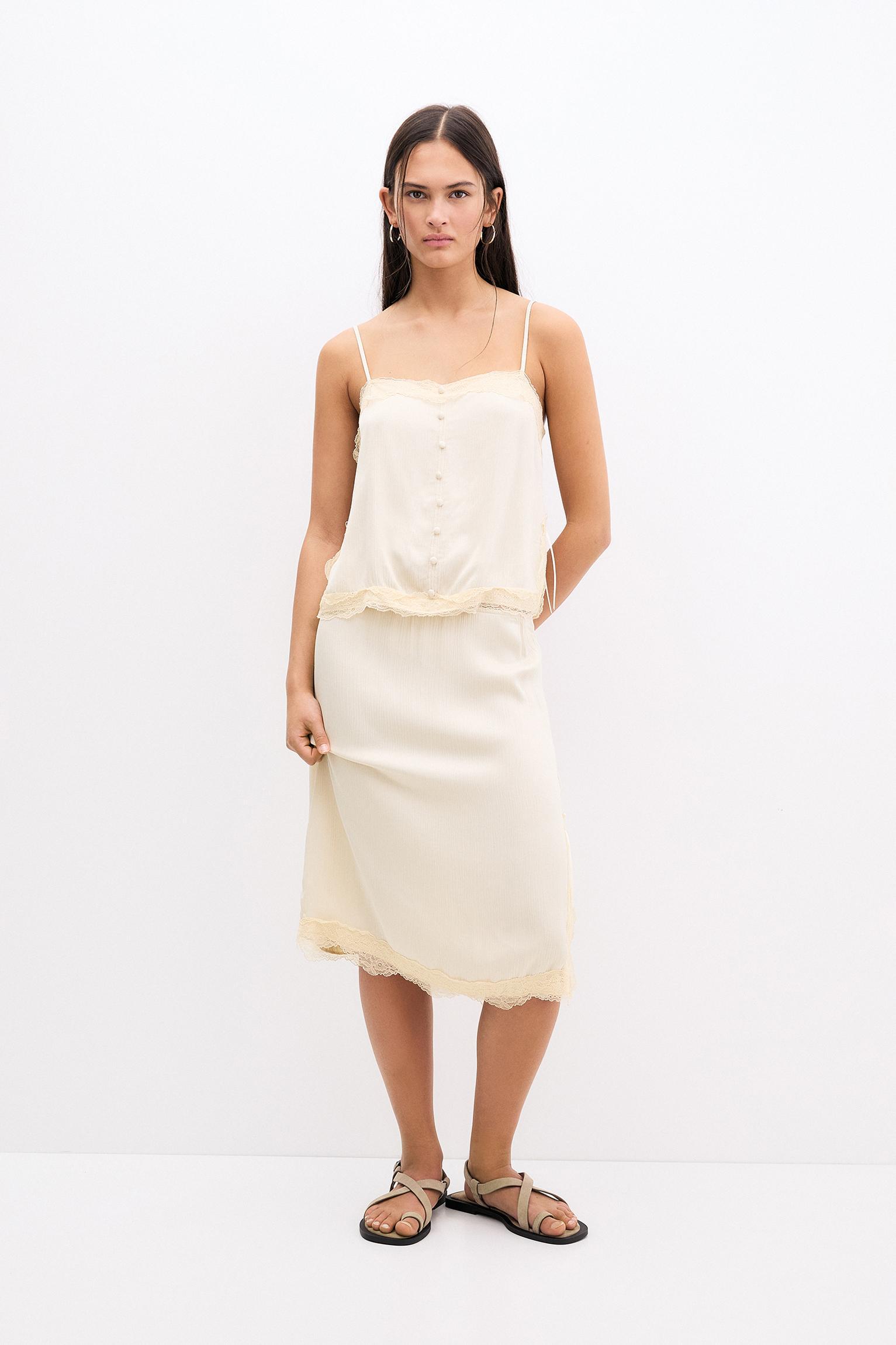 Strappy lace-trimmed camisole top Product Image