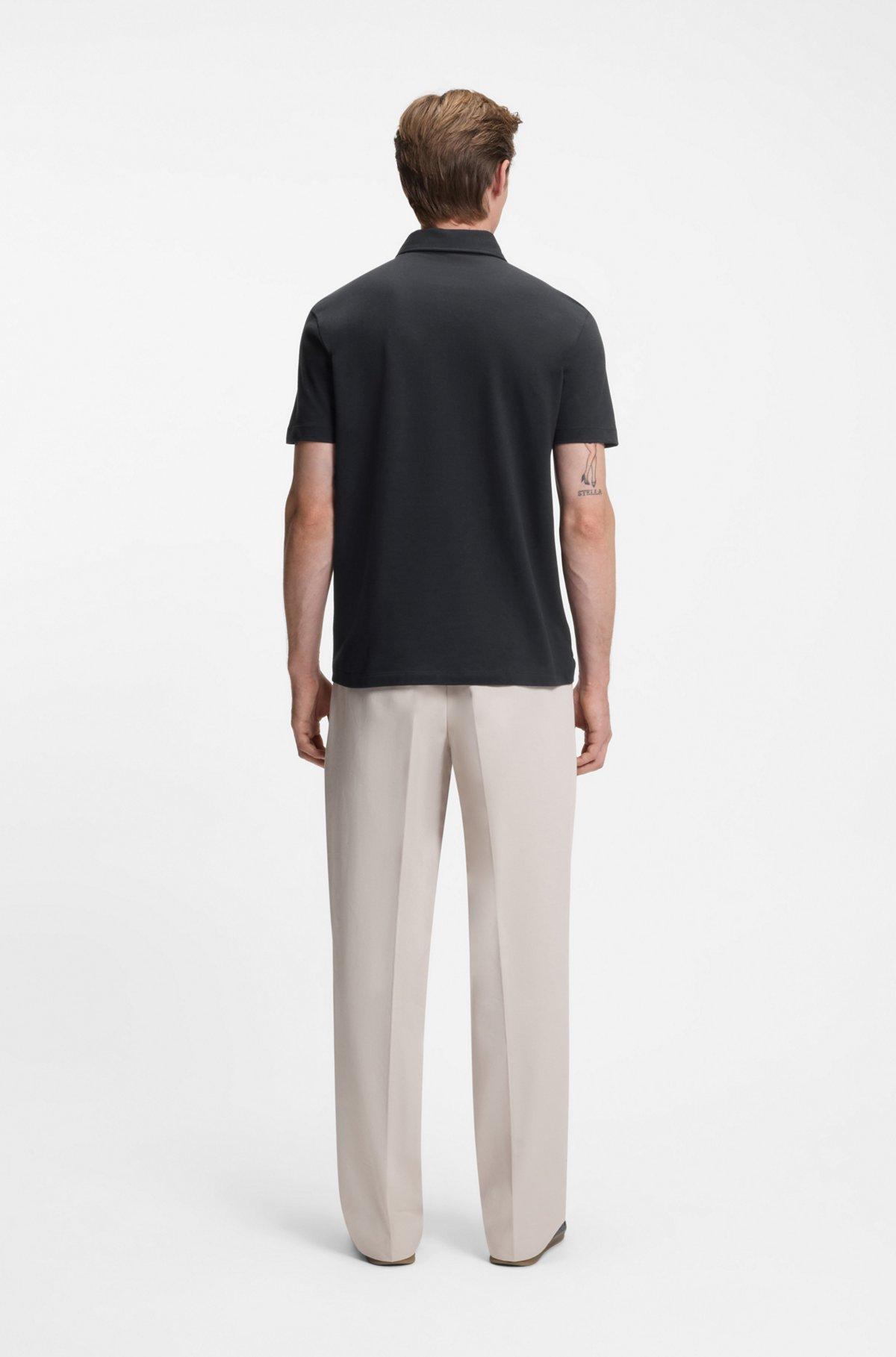 Zip-placket polo shirt in a cotton blend Product Image
