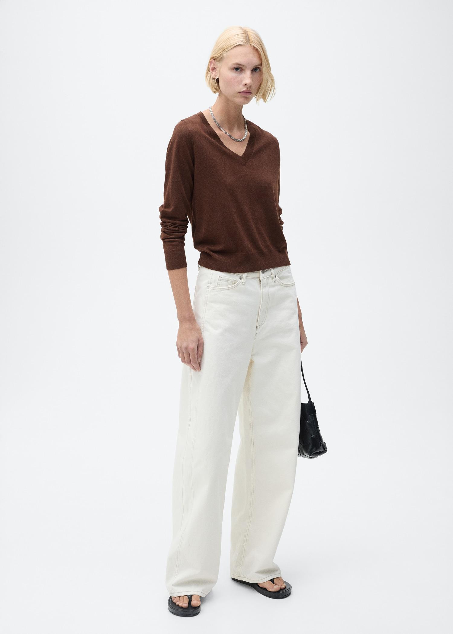 V-neck knit sweater - Women | MANGO USA Product Image