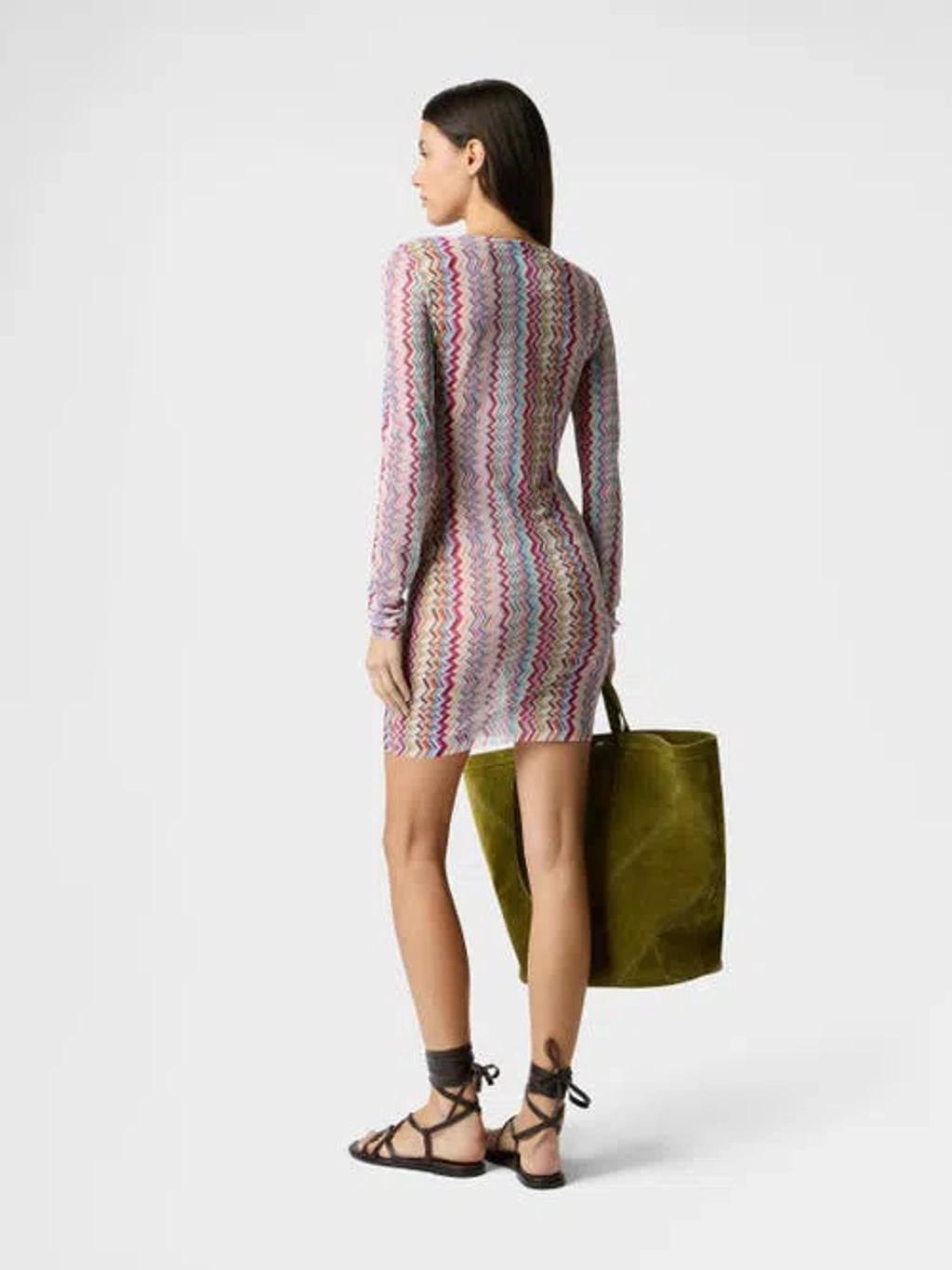 MISSONI Long-sleeve Zigzag Printed Tulle T-shirt In Multi Product Image