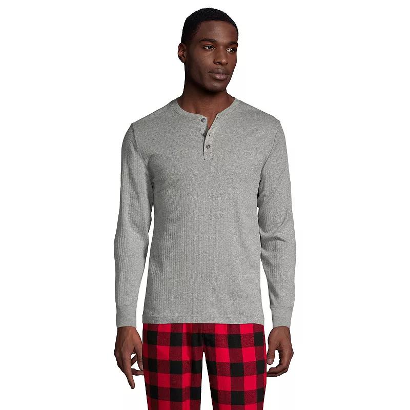 Big & Tall Lands' End Knit Ribbed Pajama Henley, Men's,  Product Image