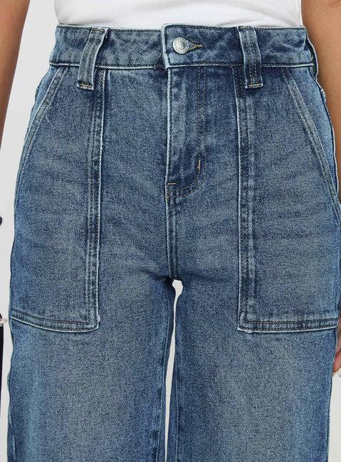 Carsen Wide Leg Jeans Washed Blue Product Image