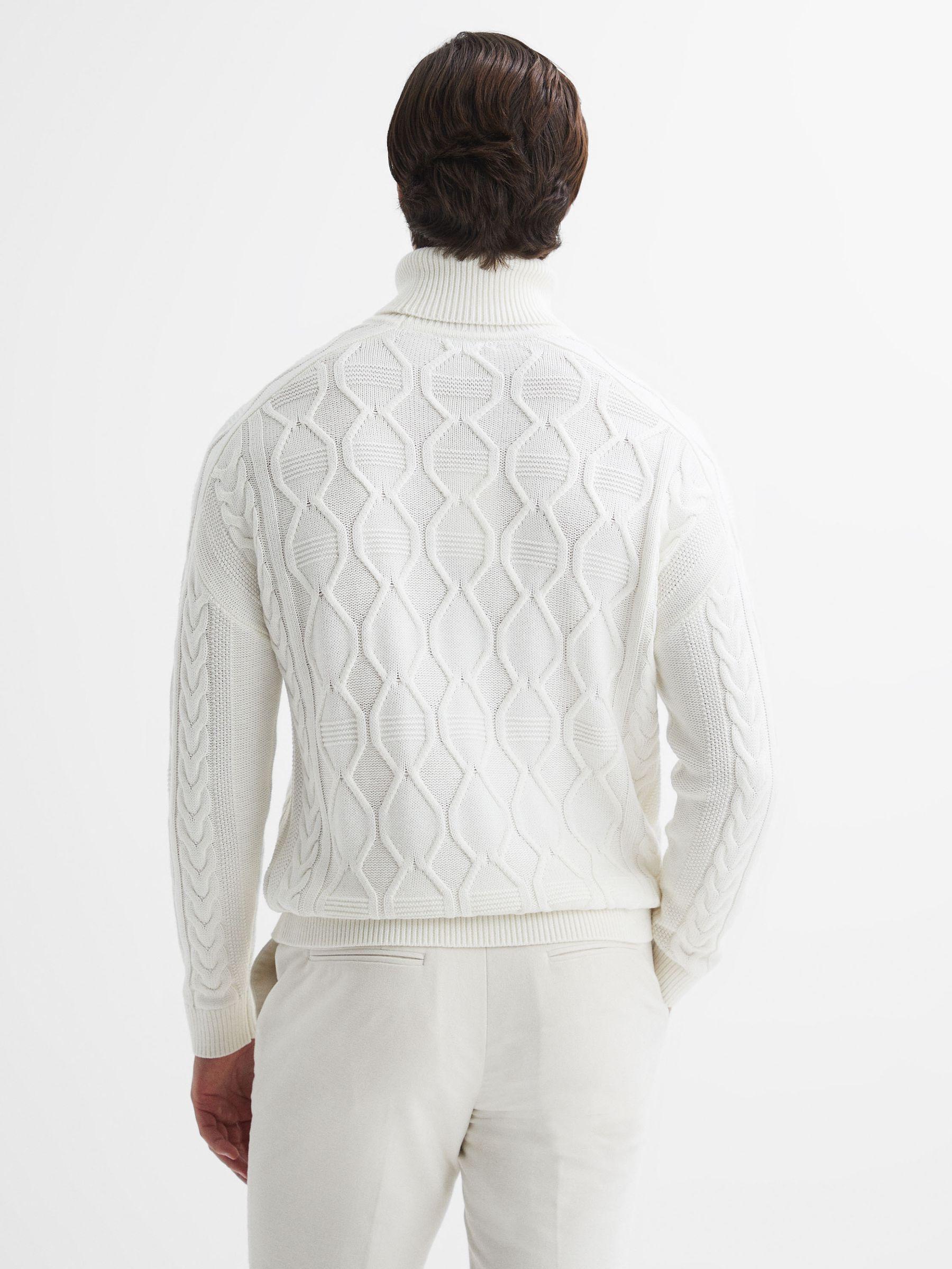 Cable Knitted Roll Neck Jumper in Ecru Product Image