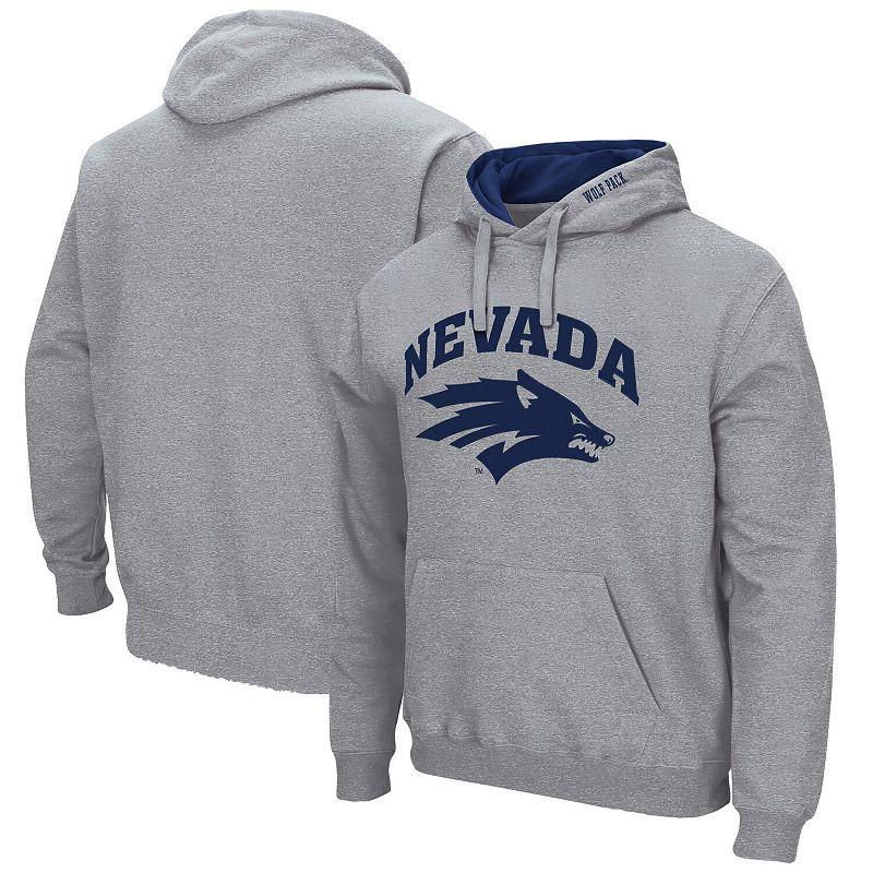 Men's Colosseum Heathered Gray Nevada Wolf Pack Arch and Logo Pullover Hoodie, Size: Large, Nev Grey Product Image