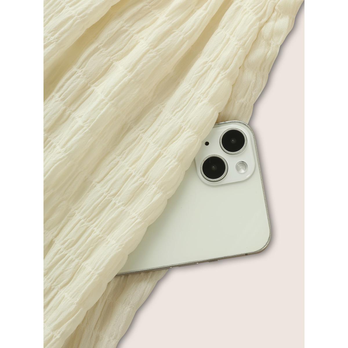 Plus Size V Neck Solid Textured Button Detail Dress Apricot Women Elegant Button V-neck Short sleeve Curvy BloomChic 10/M Product Image