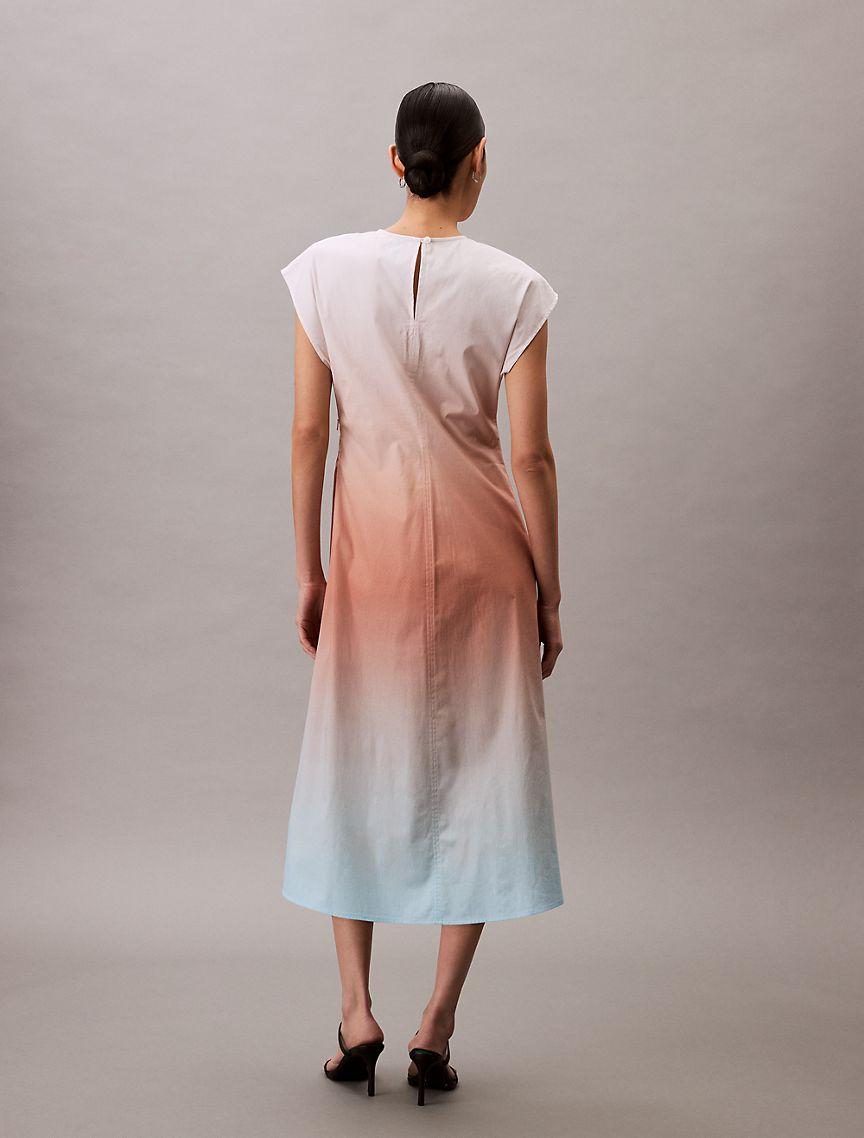 Printed Poplin Ombre Midi Dress Product Image