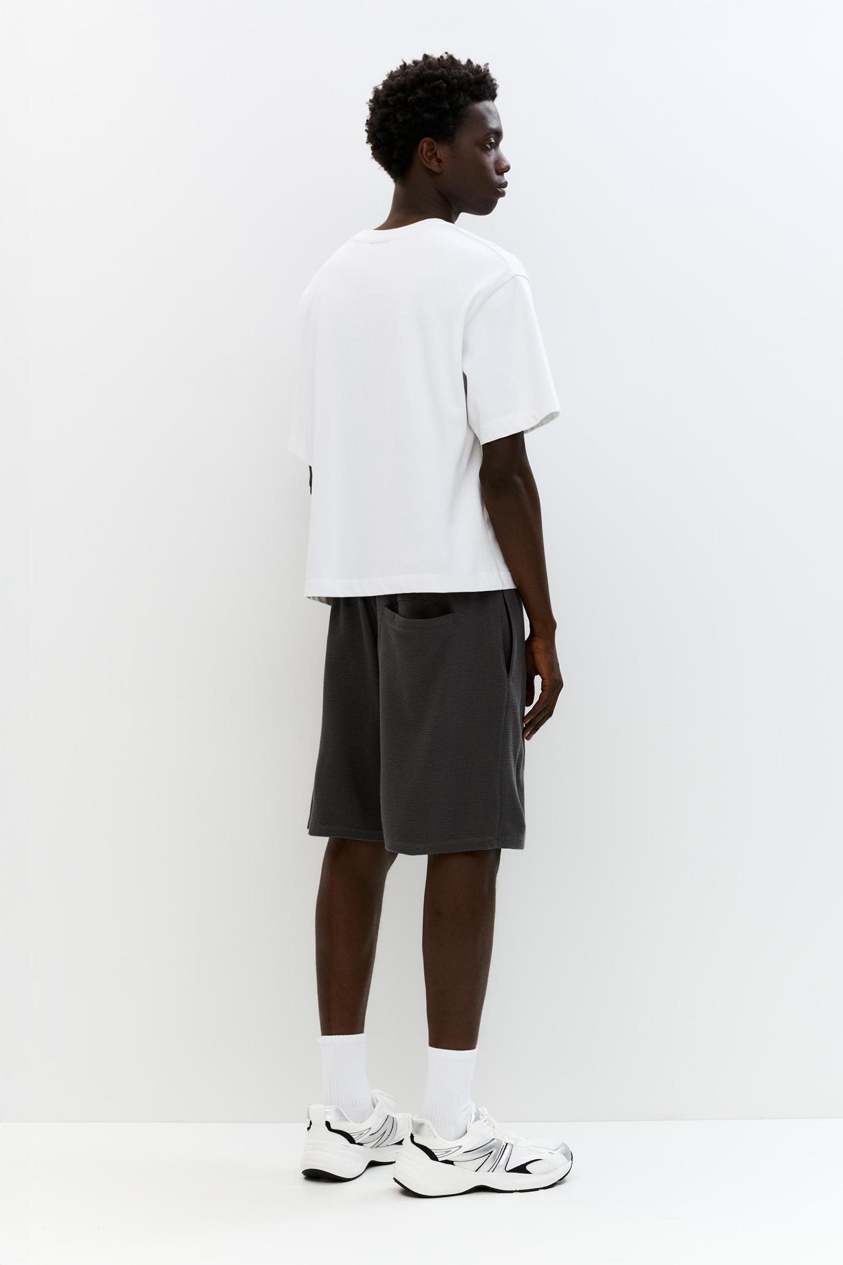 Jogger Bermuda shorts in waffle-knit fabric Product Image