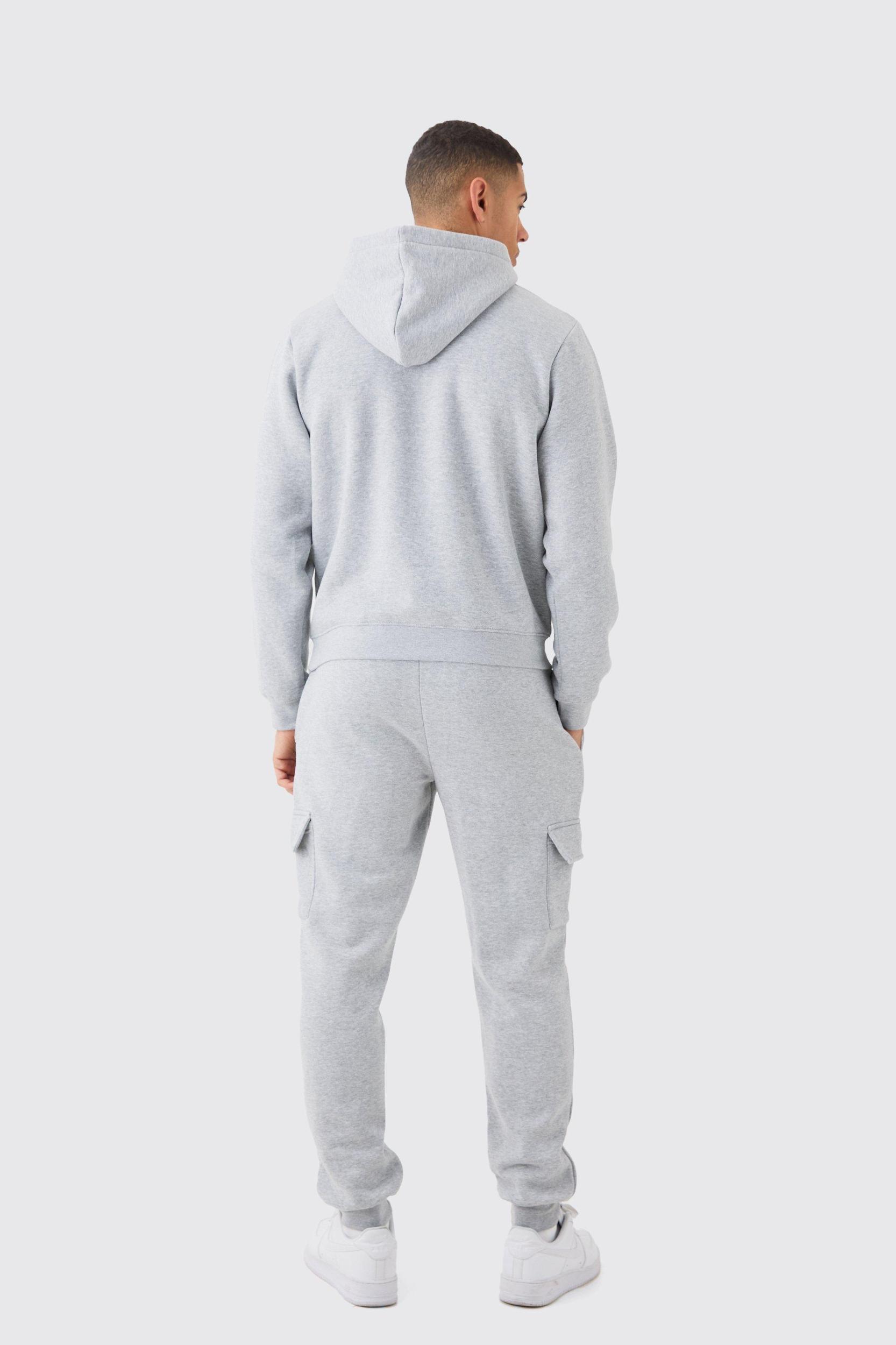 Boxy Hooded Cargo Tracksuit | boohooMAN USA Product Image