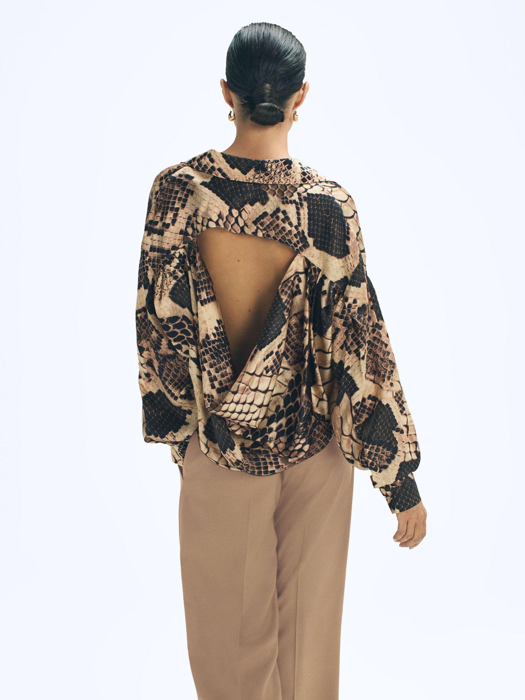 Silk Snake Print Drape Back Shirt in Snake Product Image
