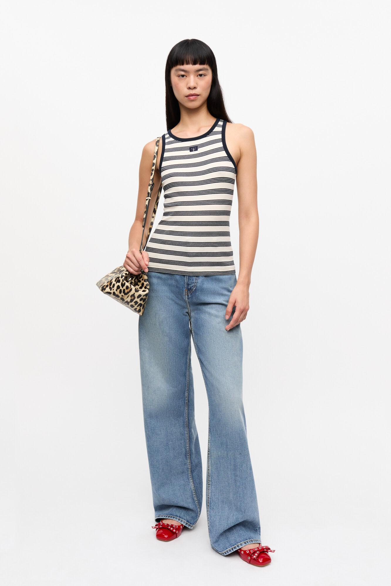 Striped Soft Cotton Rib Tank Top Product Image