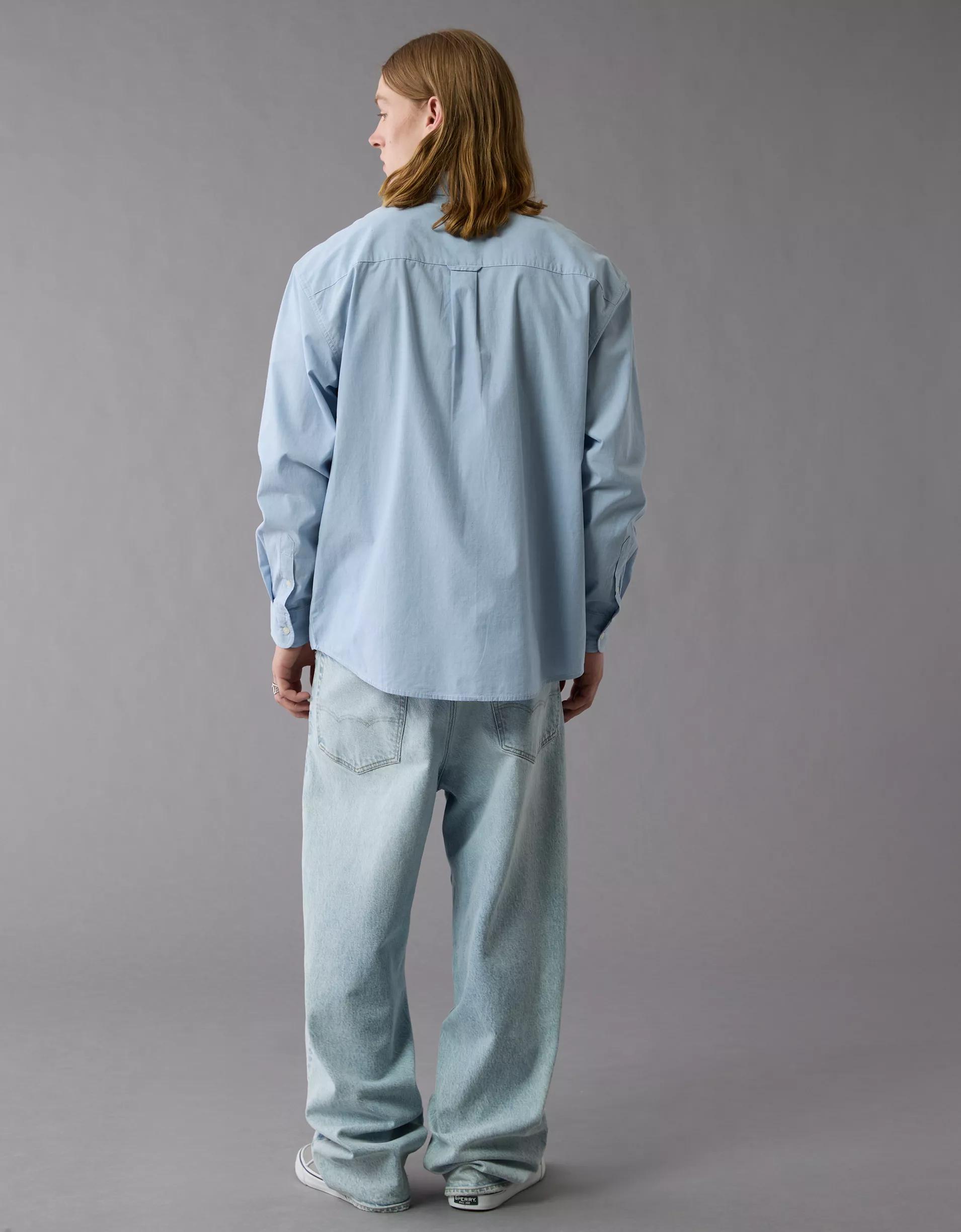 AE Everyday Relaxed Poplin Button-Up Shirt Product Image