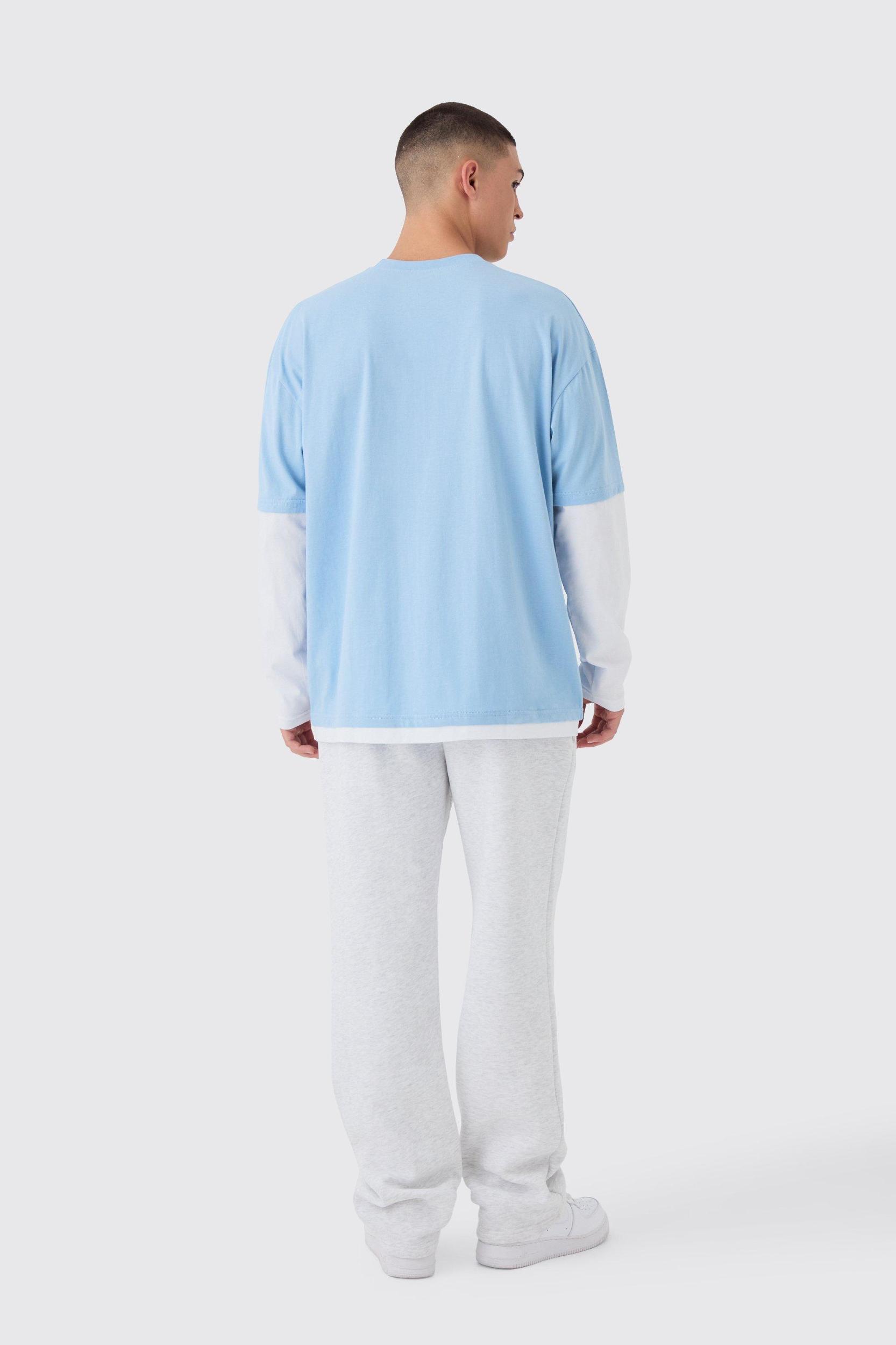 Oversized Faux Layer Varsity Embossed T-Shirt | boohooMAN USA Product Image