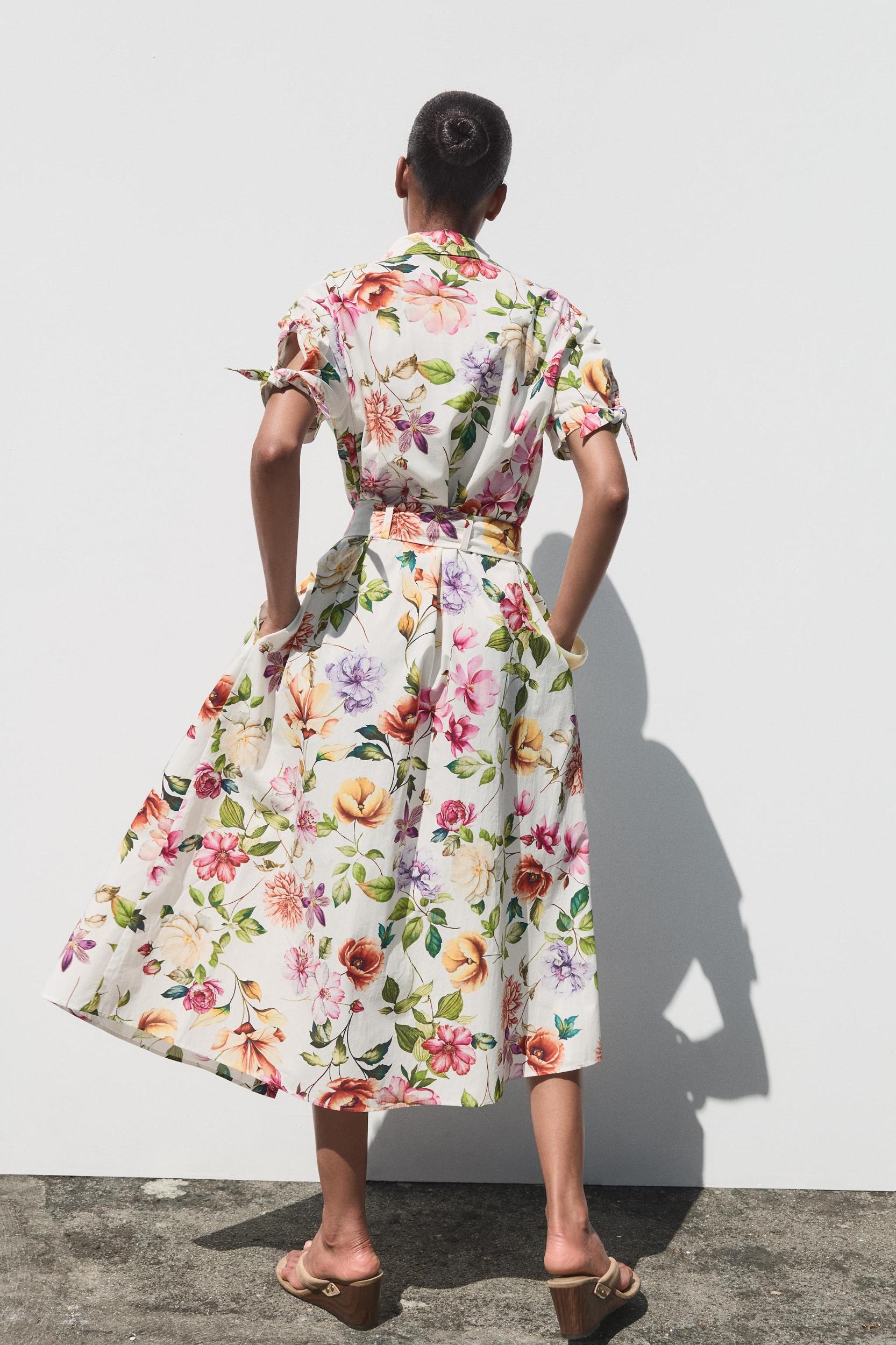 PRINTED POPLIN MIDI DRESS Product Image