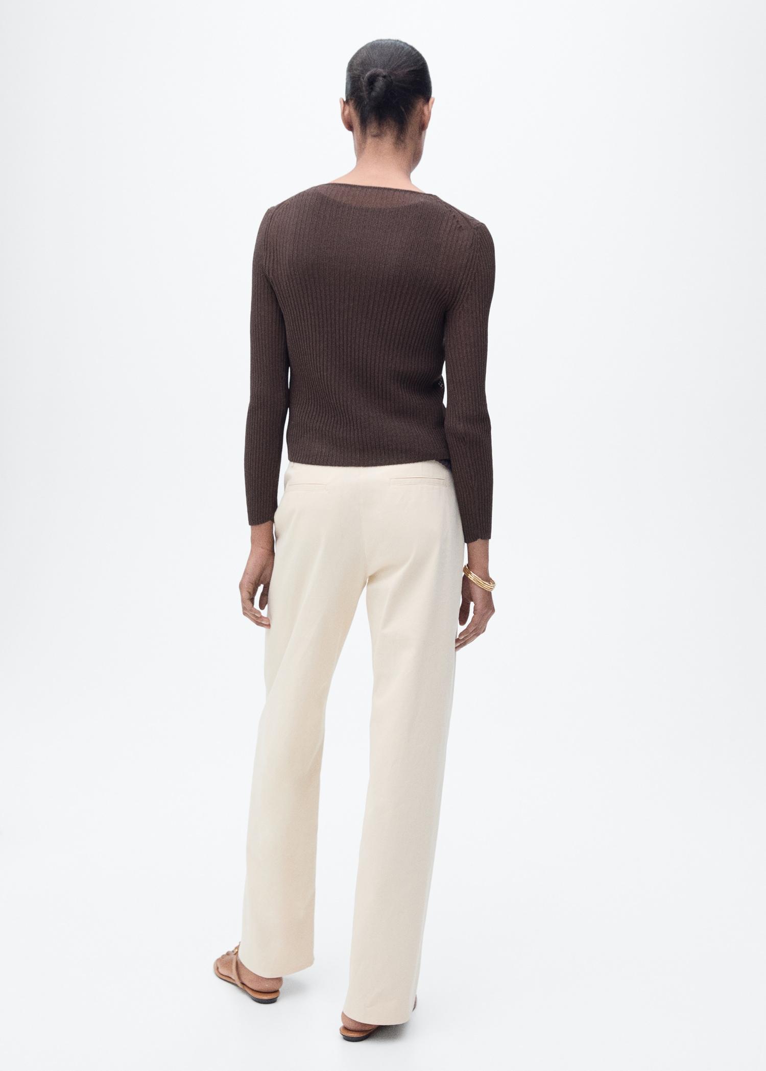 Rib-knit cardigan with bows - Women | MANGO USA Product Image