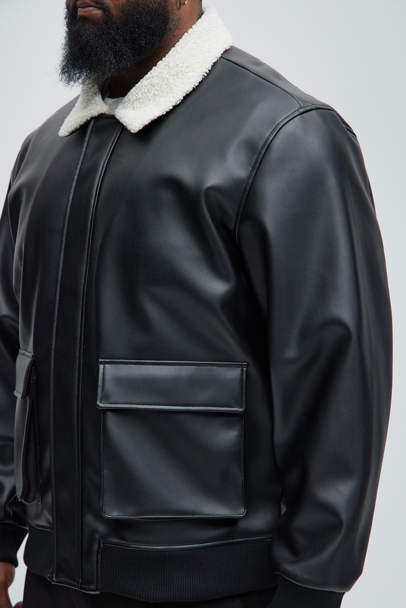 Baldwin Faux Sherpa Leather Jacket - Black Product Image