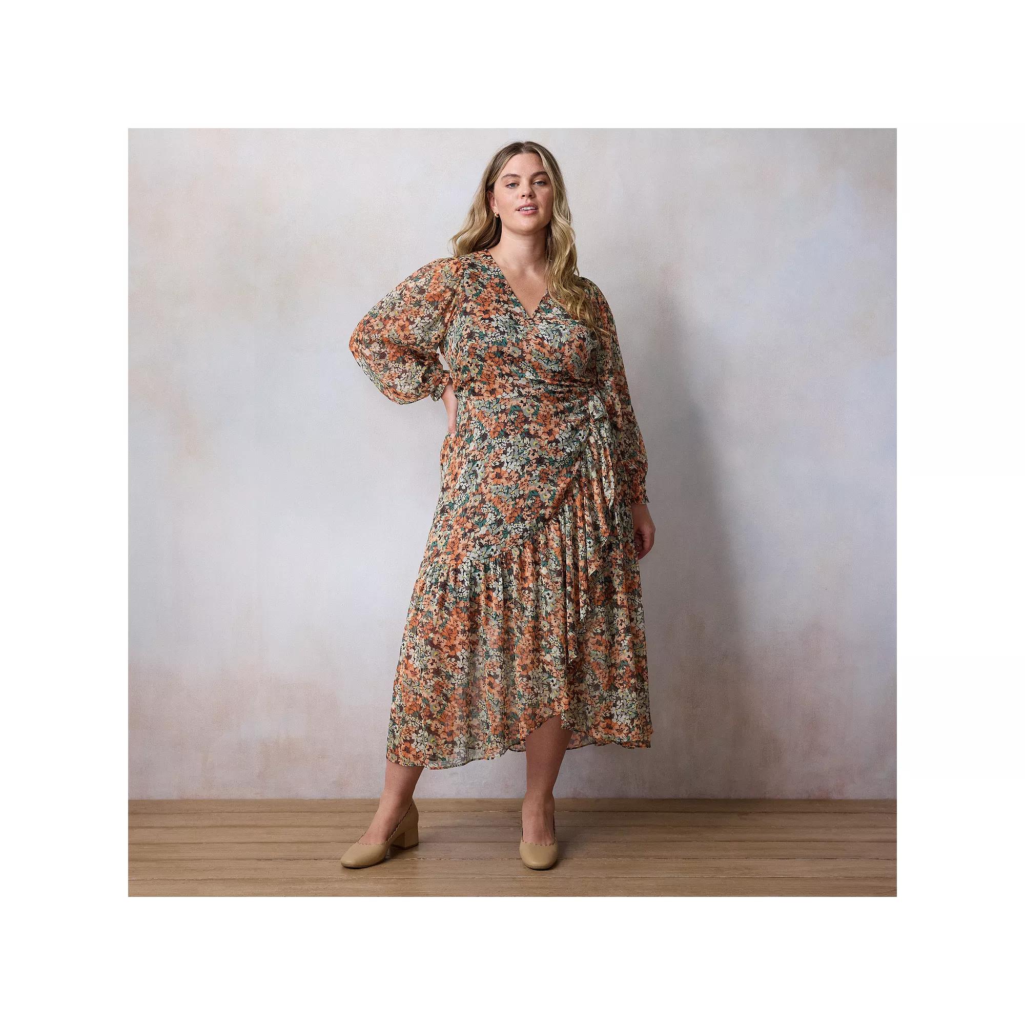 Plus Size LC Lauren Conrad Wrap Maxi Dress, Women's, Size: 1XL, Multi Pixie Ditzy Product Image