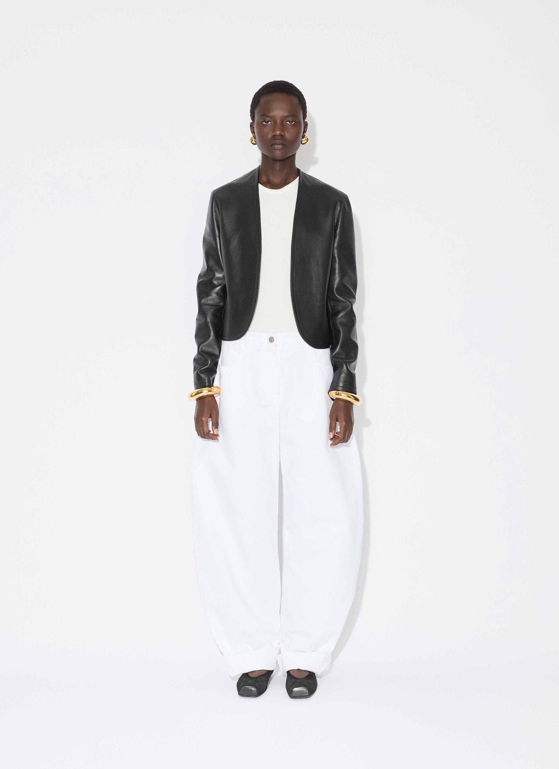 WHITE LOW WAIST ROUND JEANS Product Image