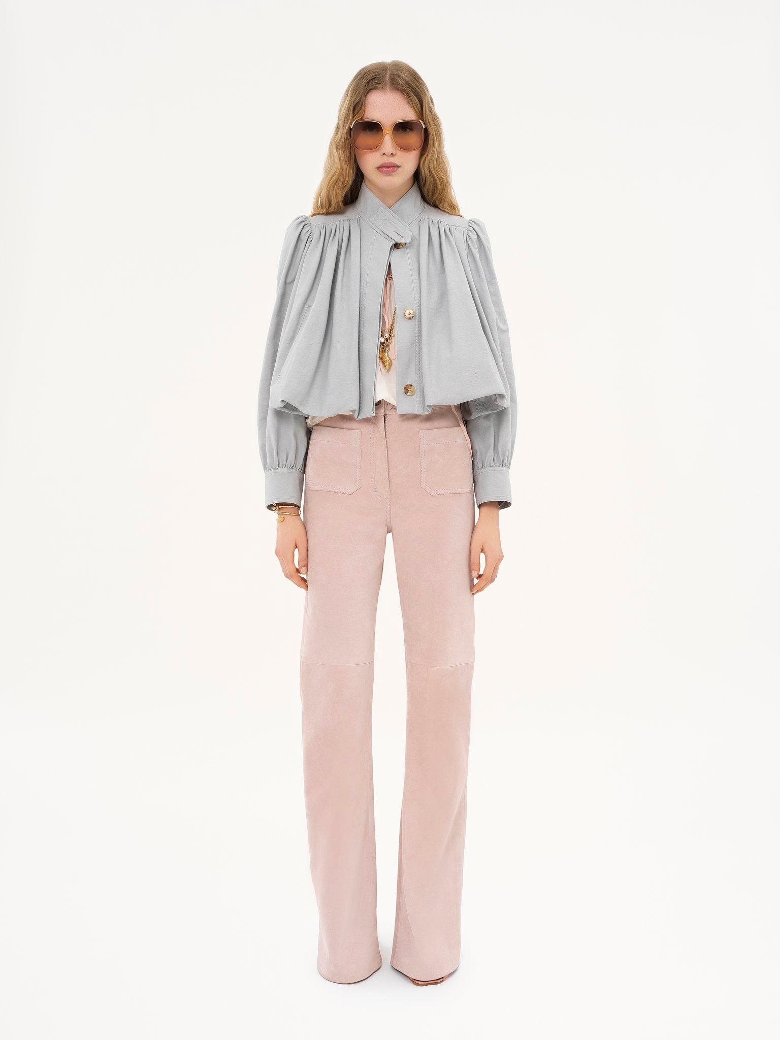 High-rise flared pants in suede Product Image