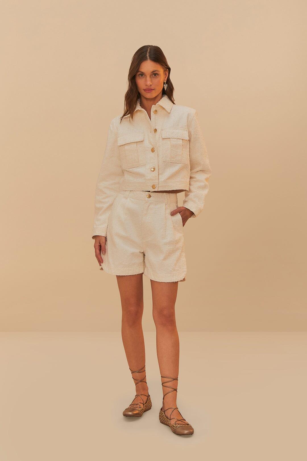 Off-White Twill Laser Pleated Shorts Product Image