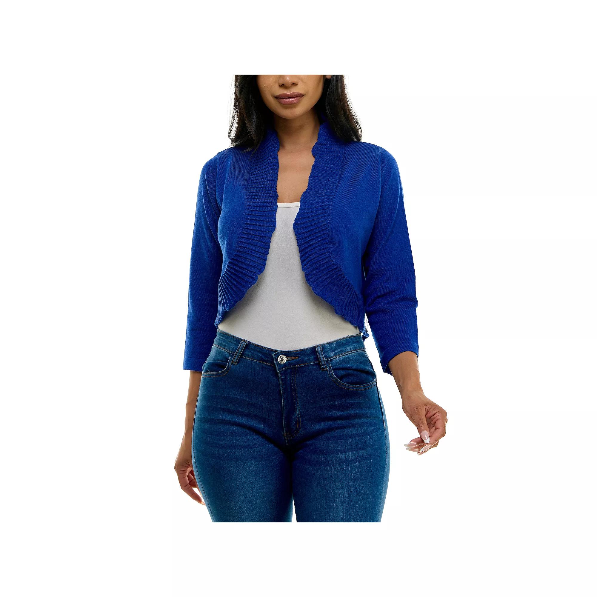 Women's Nina Leonard Curved Pleated Ruffle Bolero,  Product Image