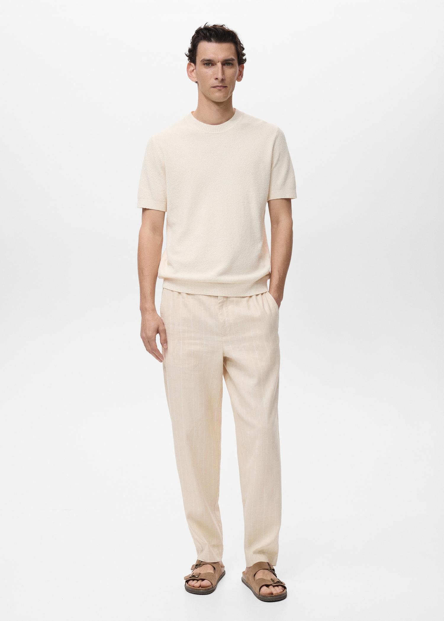 Pinstripe linen pants - Men | MANGO USA Product Image
