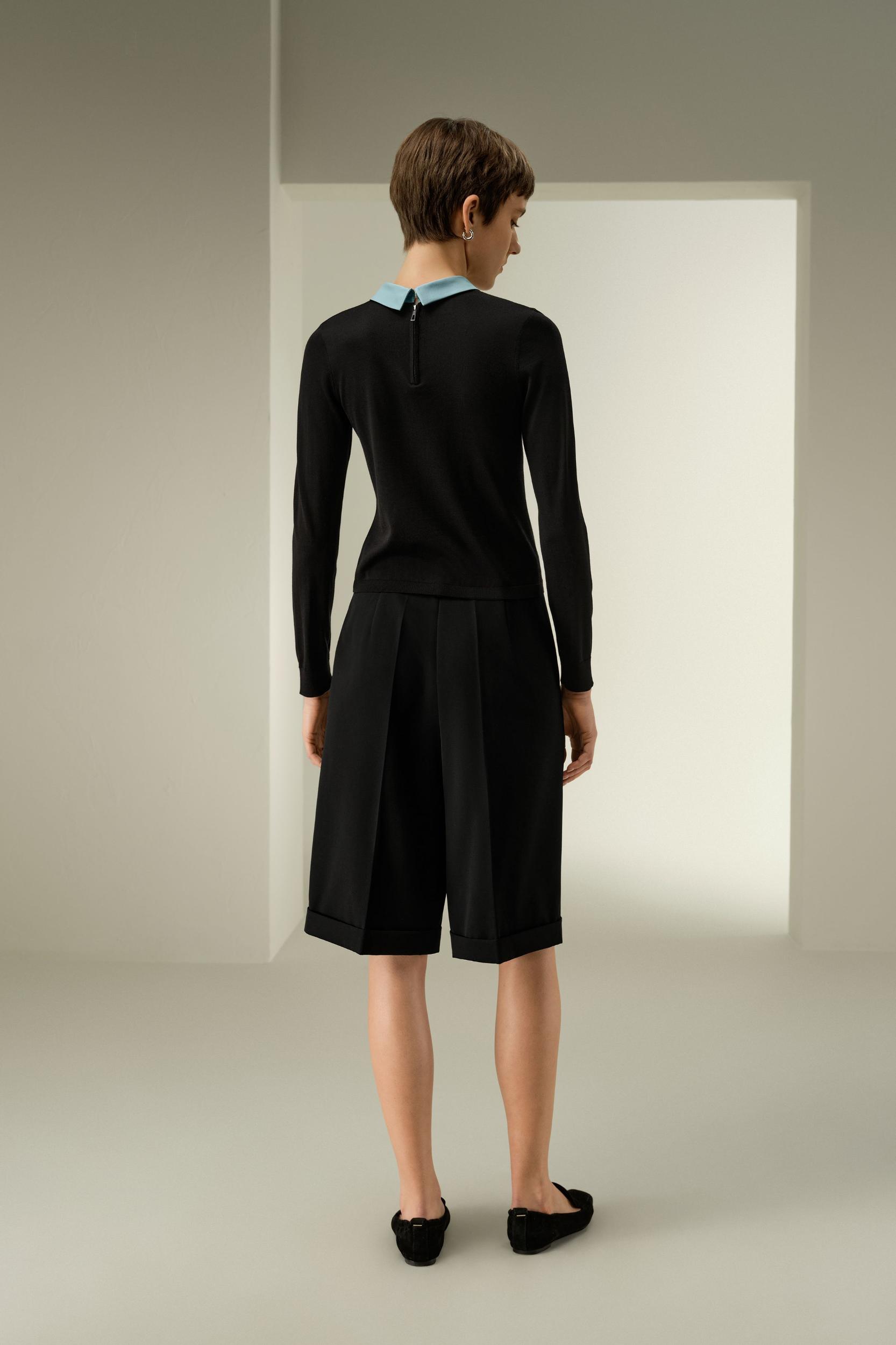 LSxES Elitist Silk Knitted Top with Collar Product Image