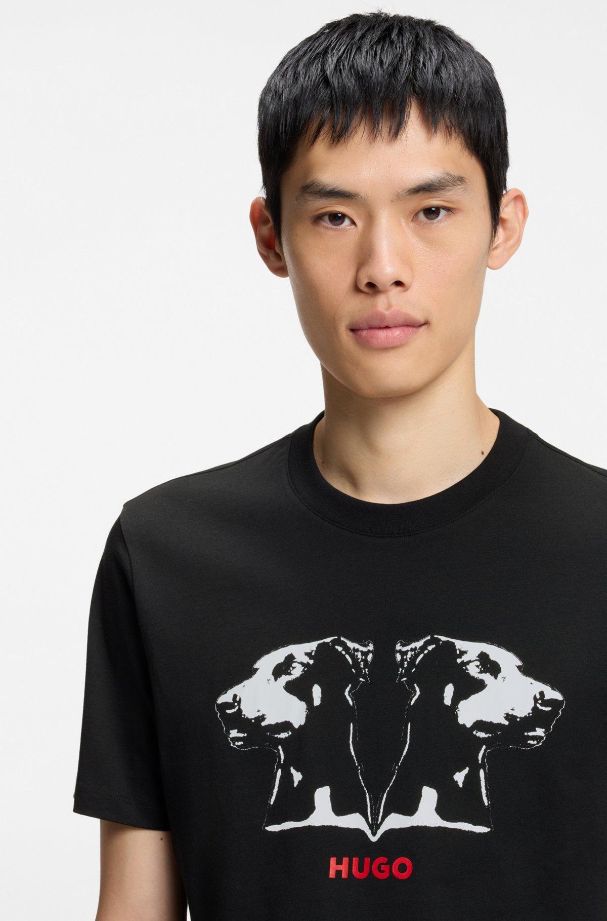 Cotton-jersey T-shirt with puff-print logo Product Image