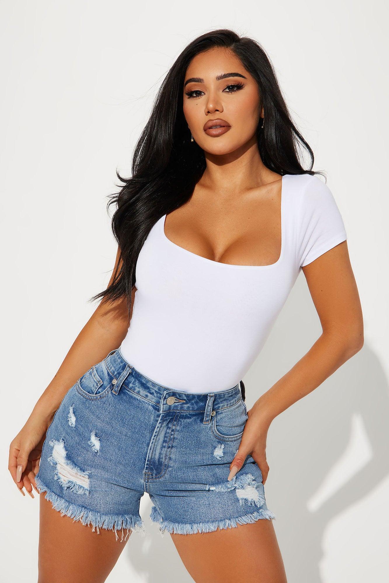 Devyn Double Layered Bodysuit - White Product Image