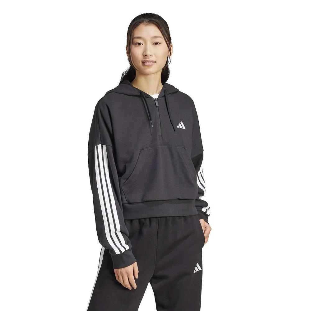 Essentials 3-Stripes French Terry Quarter-Zip Hoodie Product Image
