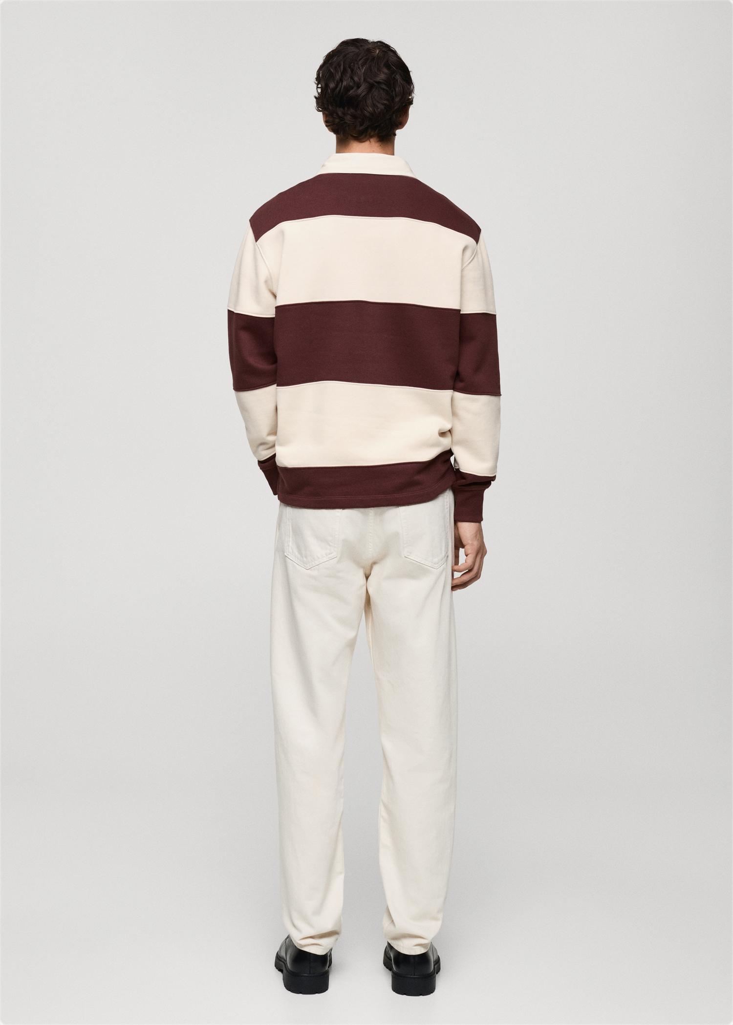 Striped cotton polo sweatshirt - Men | MANGO USA Product Image