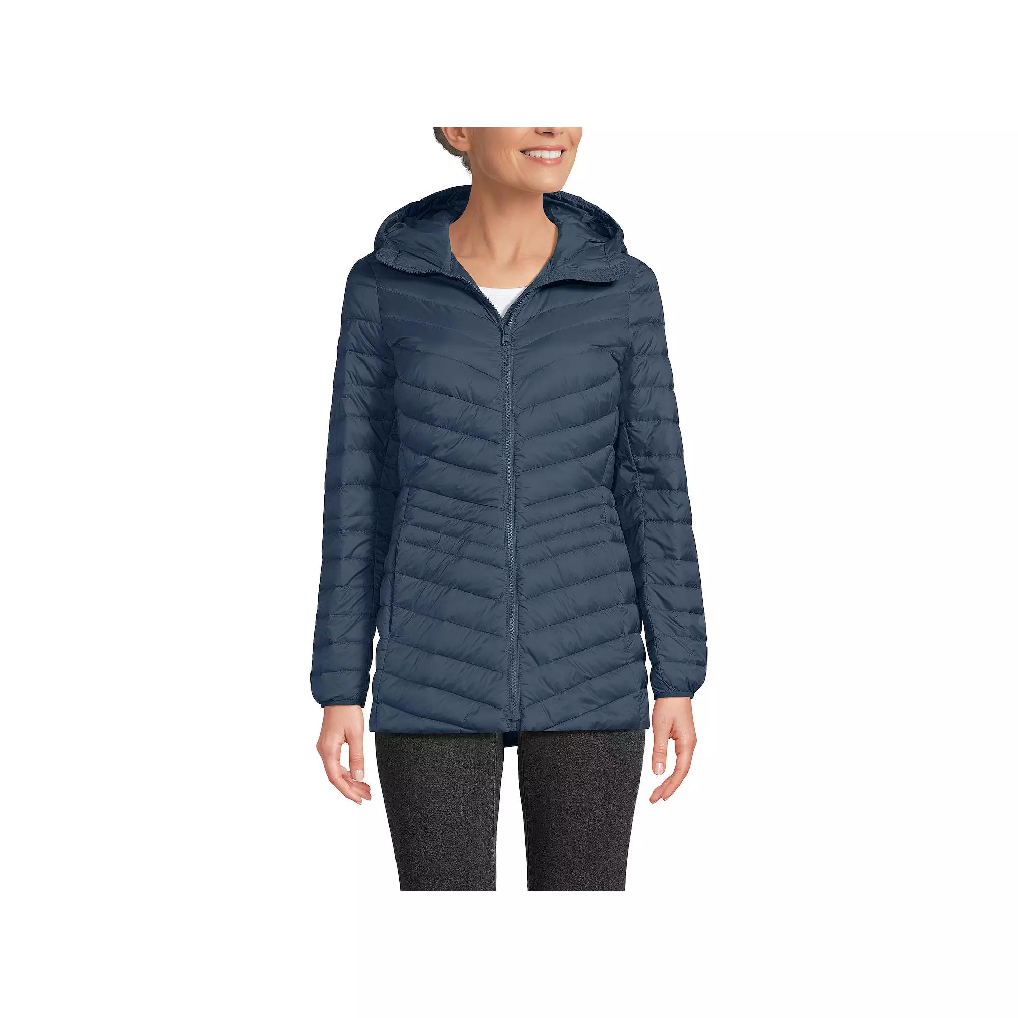 Petite Lands' End Wanderweight Ultralight Hooded Packable Down Jacket, Women's,  Product Image