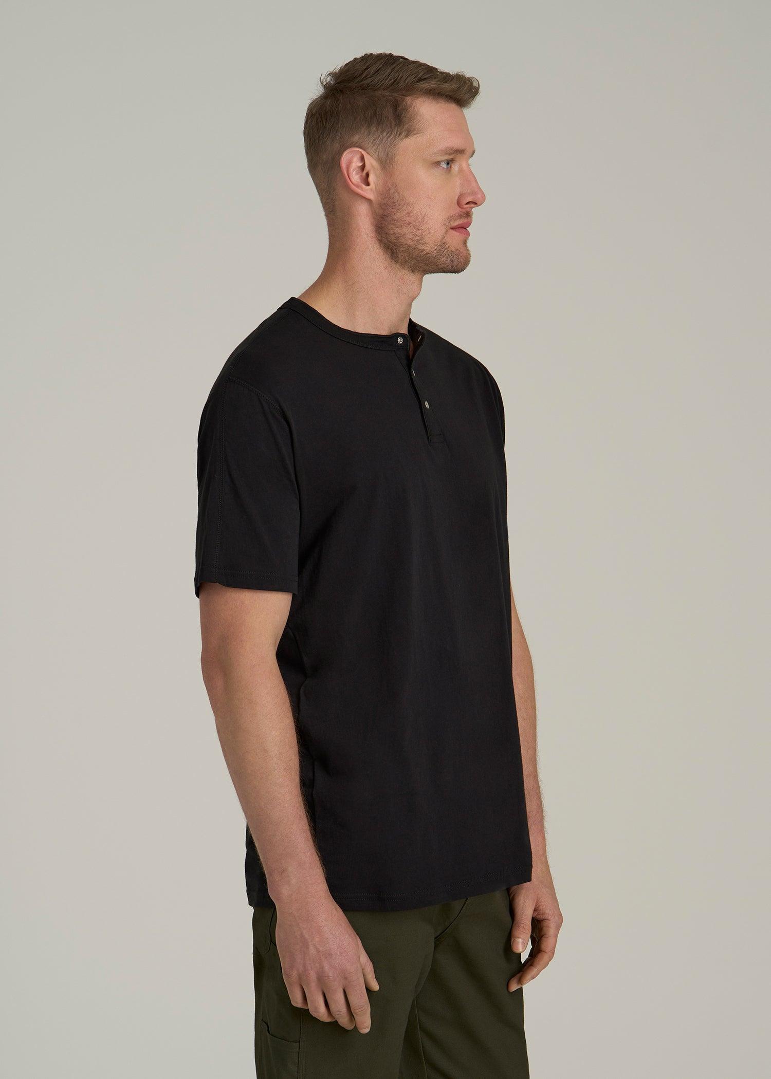 LJ&S REGULAR-FIT Jersey Henley Tee for Tall Men in Vintage Moss Green Male Product Image