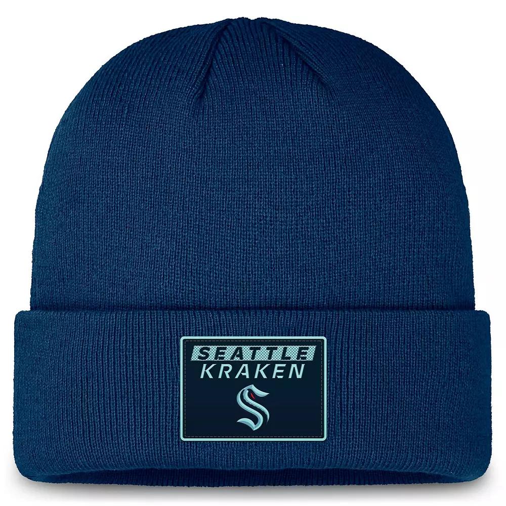 Men's Fanatics Deep Sea Blue Seattle Kraken Authentic Pro Cuffed Knit Hat, Krk Blue Product Image