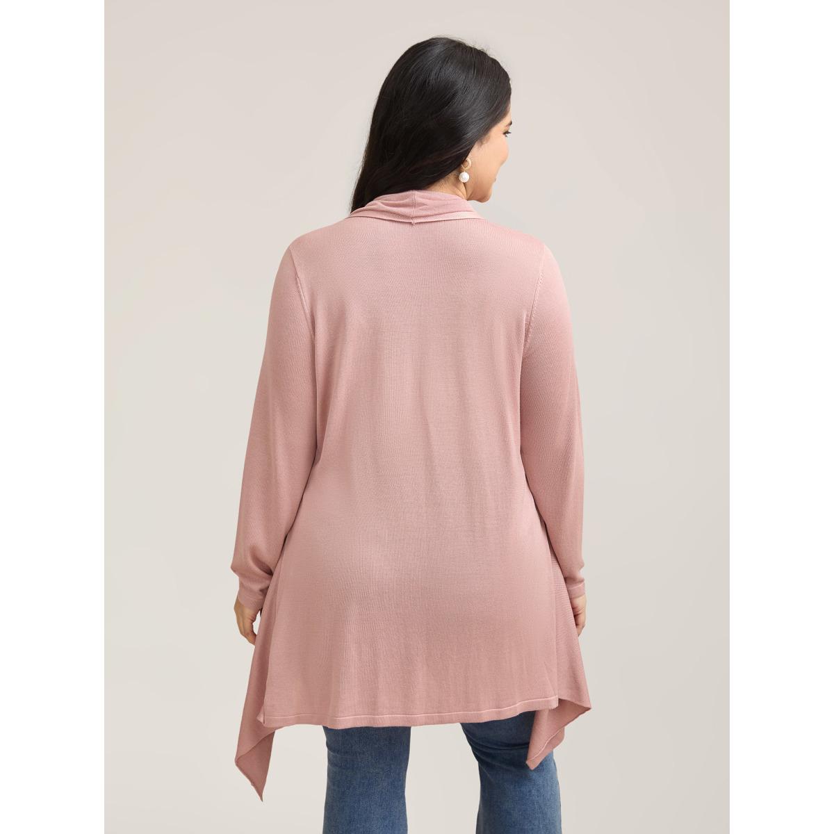 Plus Size Hi-Low Hem Open-Front Knit Cardigan Crepe Women Casual Loose Long Sleeve Everyday Cardigans BloomChic 22-24/3X Product Image