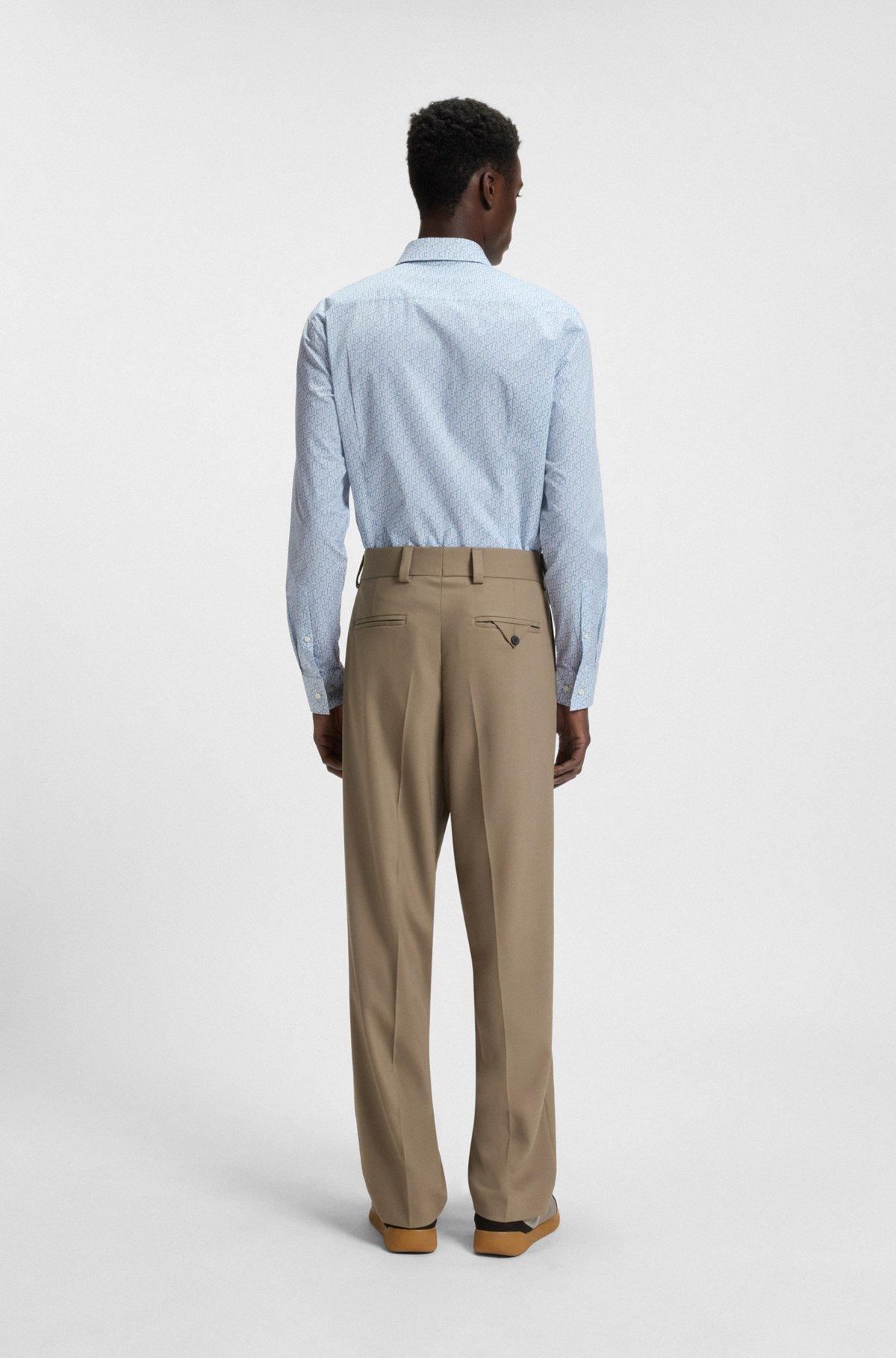 Slim-fit shirt in printed cotton poplin Product Image