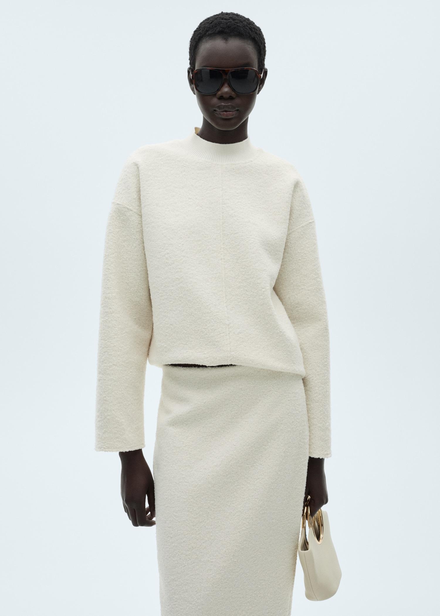 Bouclé midi-skirt - Women | MANGO USA Product Image