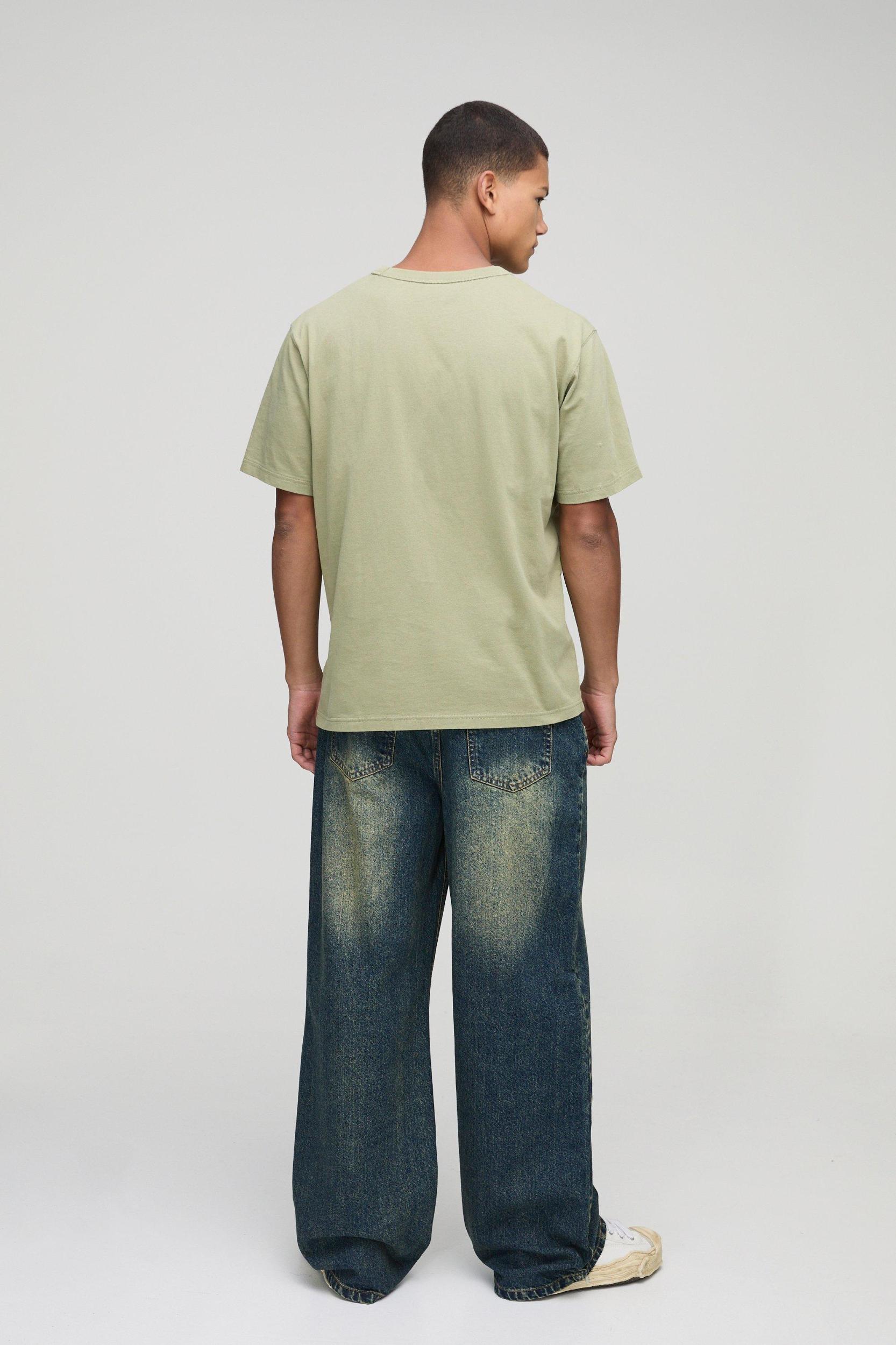 Wide Leg Stacked Antique Washed Jeans | boohooMAN USA Product Image
