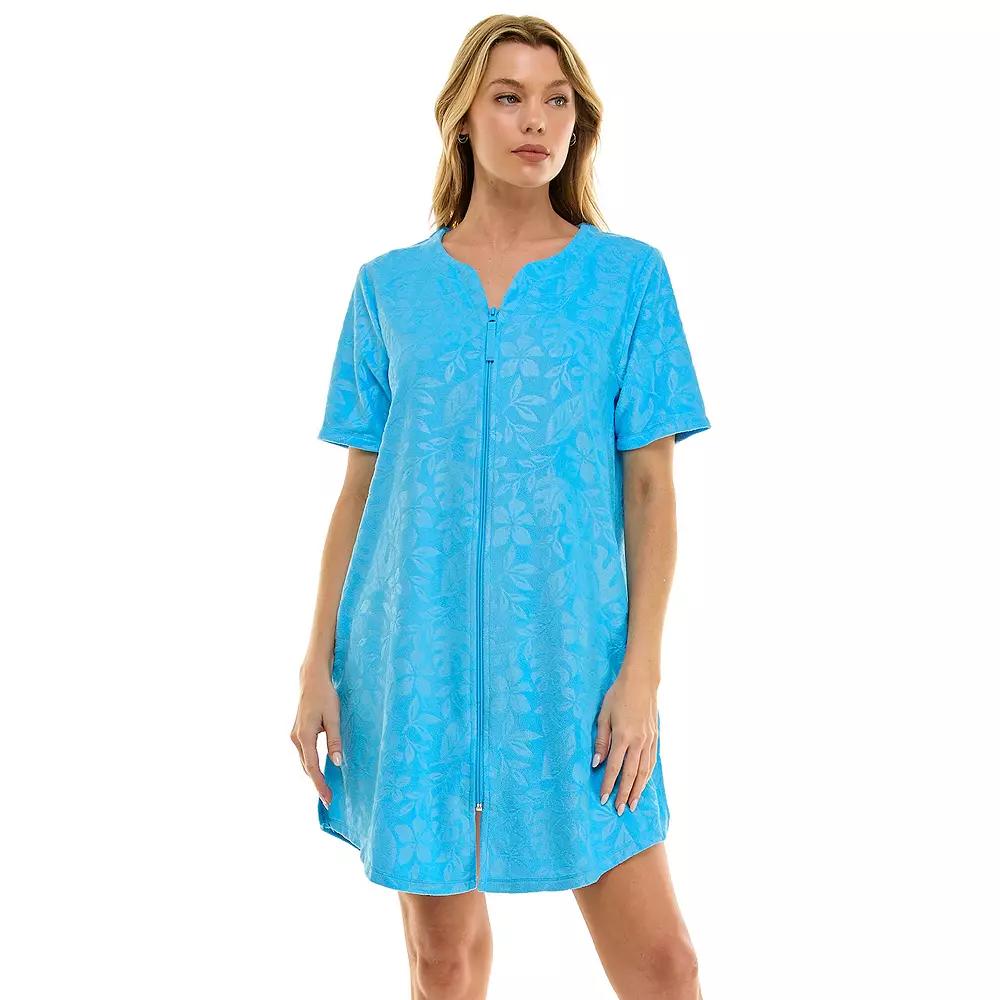 Women's Croft & Barrow® Embossed Honey Knit Terry Zip Robe, Size: Small, Cici Smp Trop Swim Product Image