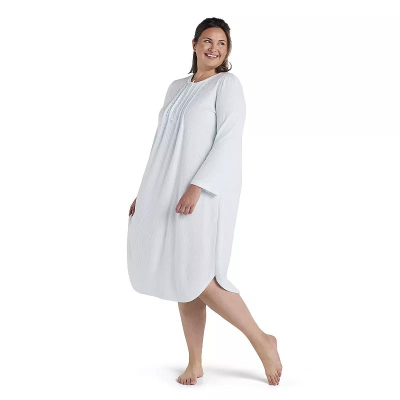 Plus Size Miss Elaine Essentials Honeycomb Long Gown, Women's, Size: 3XL, Blue Product Image