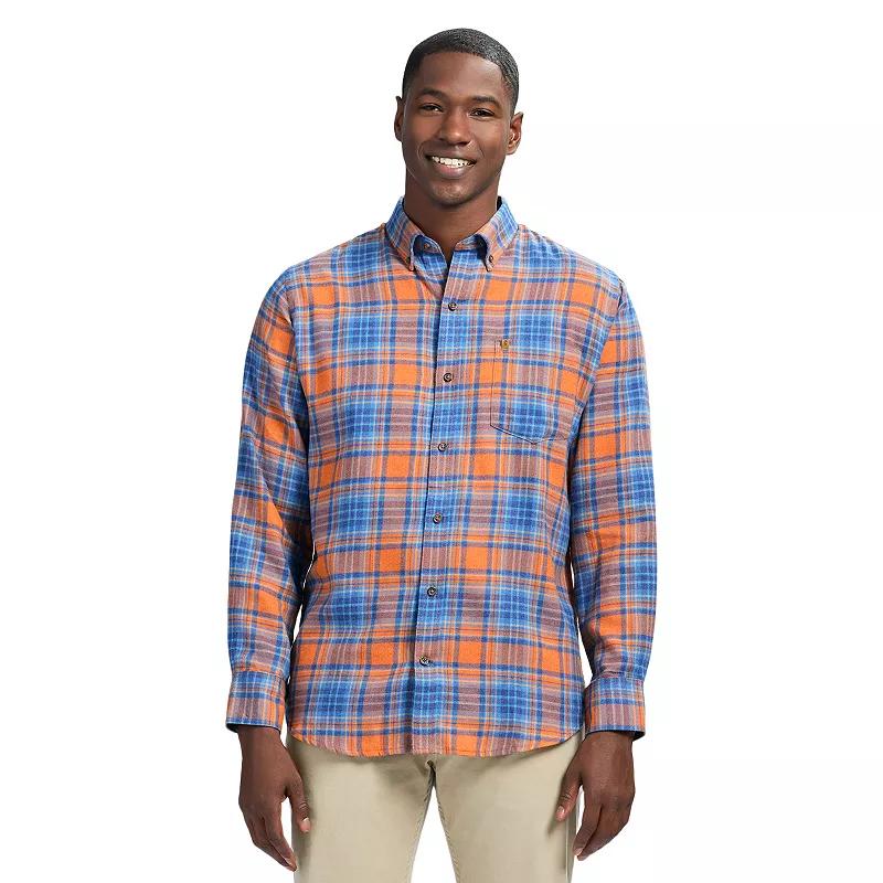Men's IZOD Stratton Flannel Long Sleeve Button Down Shirt, Size: Large, Gingerbread Blue Product Image