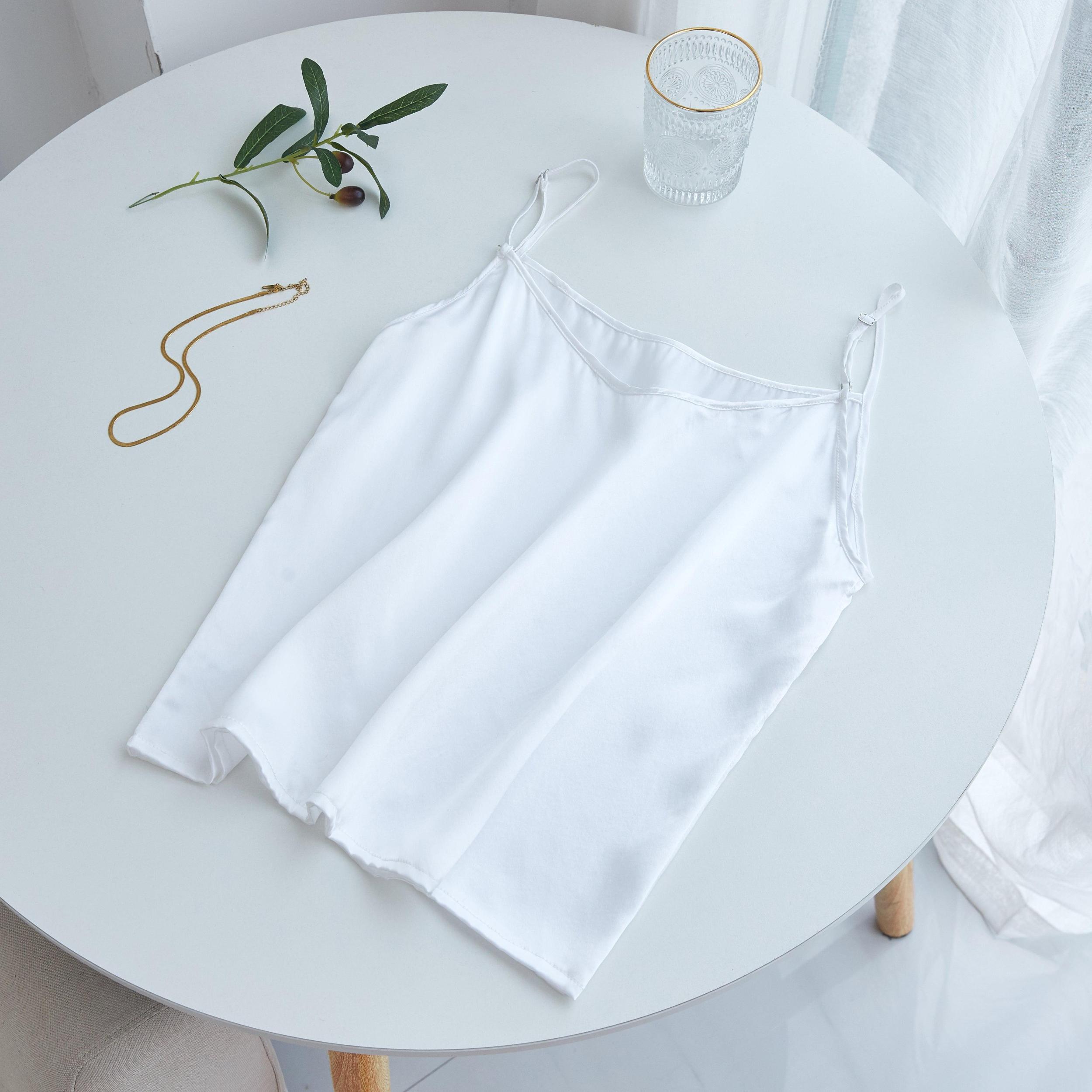 Pearl White Pure Mulberry Silk Camisole with Adjustable Straps | Relaxed Fit | 19 Momme | Soar Collection Product Image