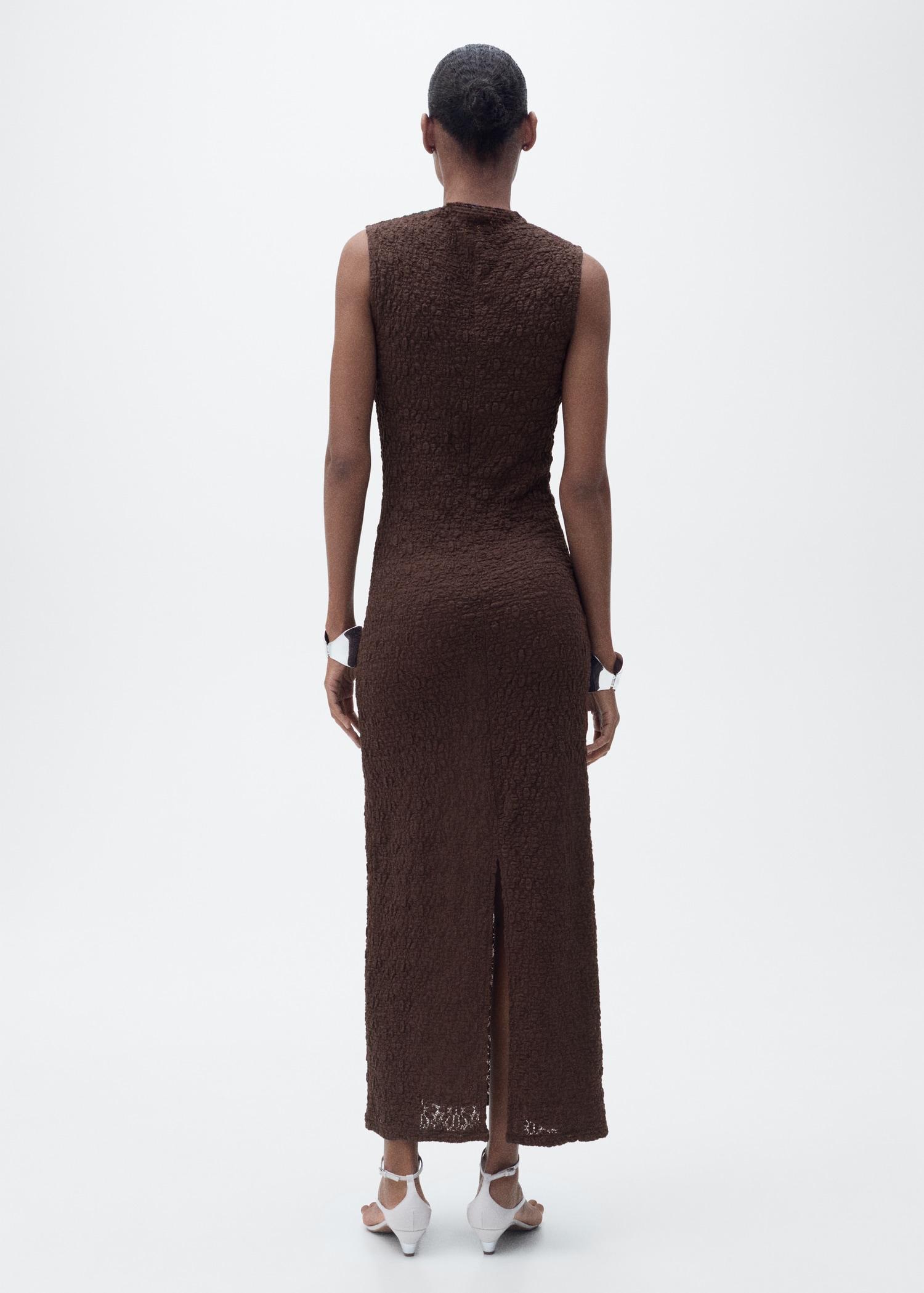 Perkins-neck textured dress - Women | MANGO USA Product Image