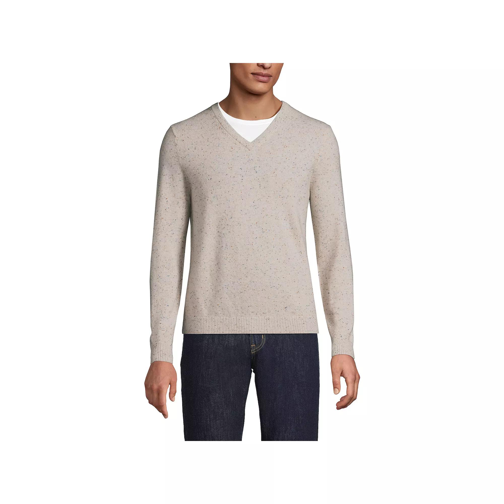 Men's Lands' End Fine-Gauge Cashmere V-neck Sweater,  Product Image