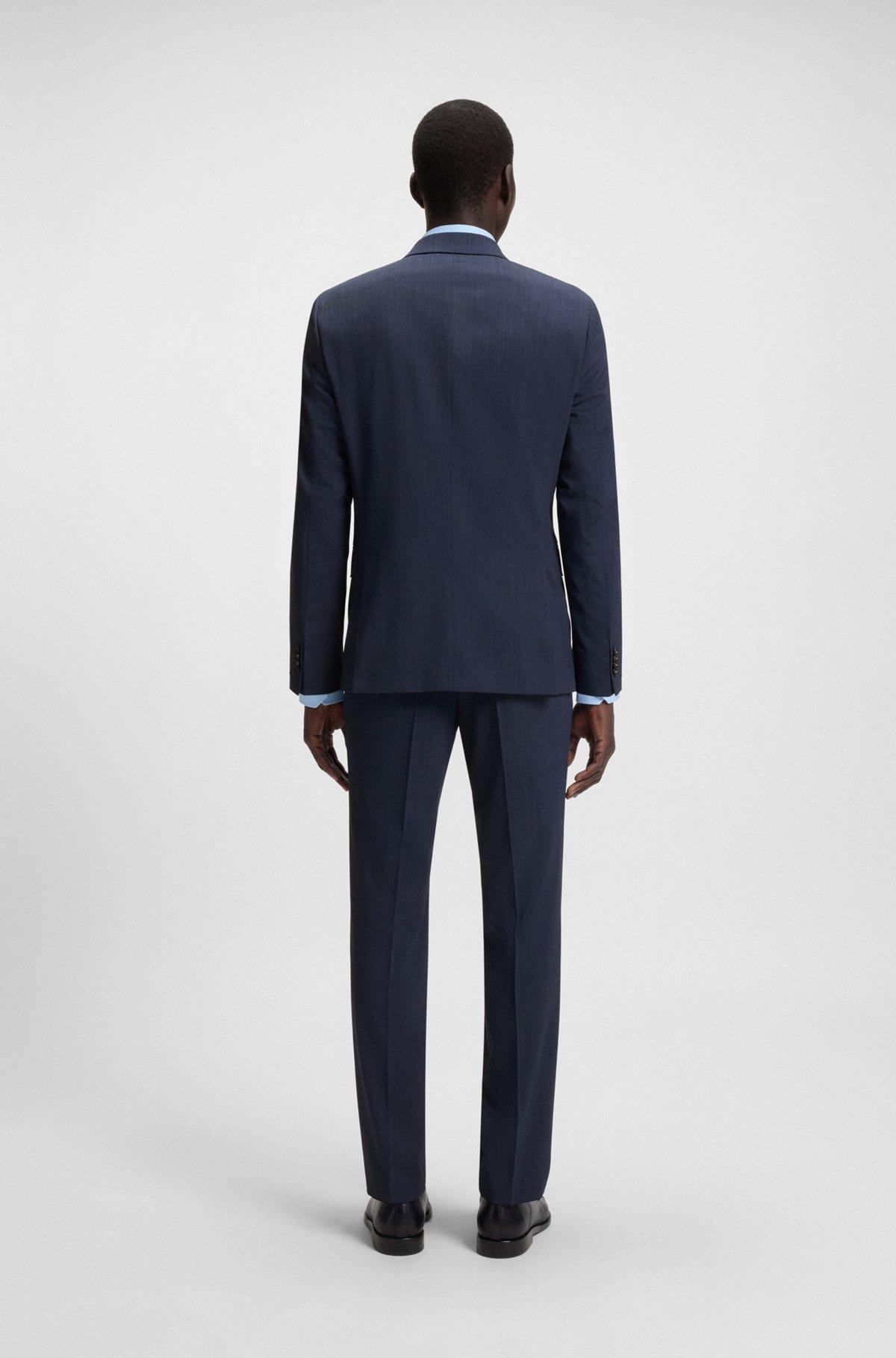 BOSS - Slim-fit suit in micro-patterned stretch fabric - Dark Blue Product Image