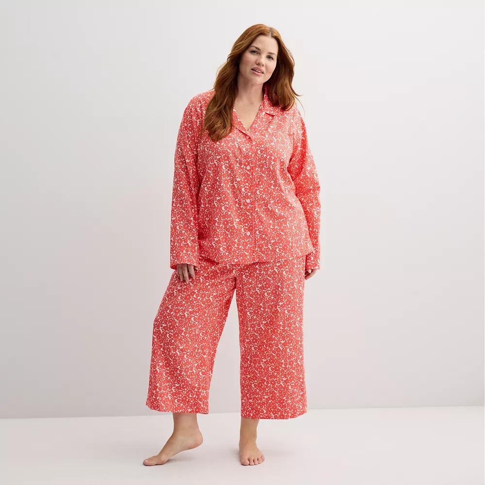 Plus Size Sonoma Goods For Life® Woven Pajama Top, Women's, Size: 2XL, Pink Floral Product Image
