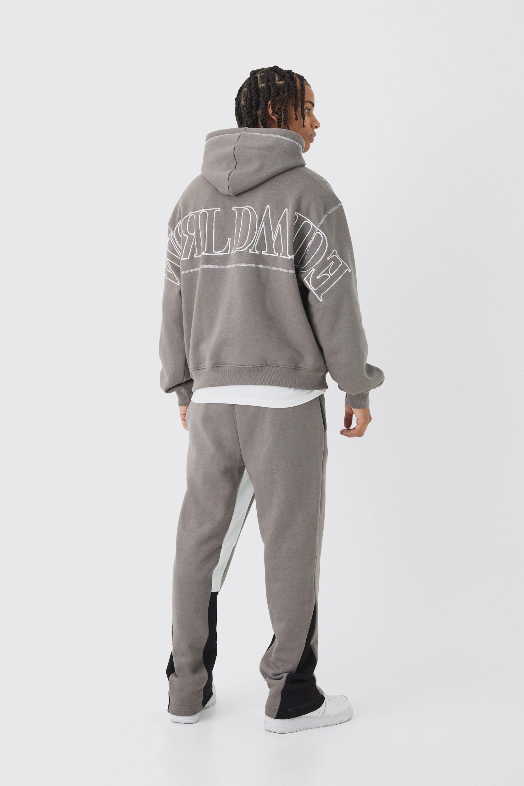 Oversized Worldwide Contrast Stitch Gusset Tracksuit | boohooMAN USA Product Image
