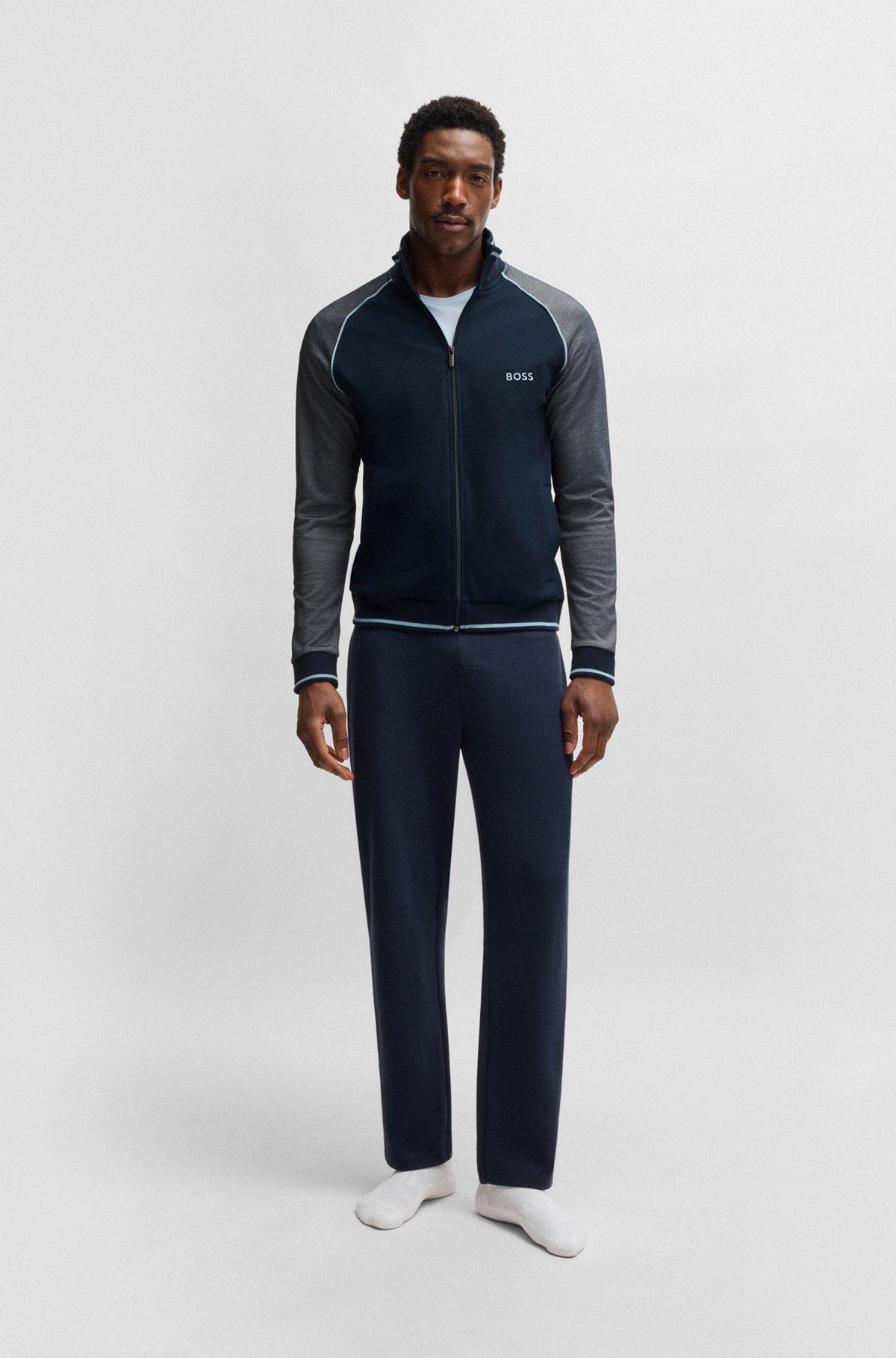 Cotton zip-up jacket with contrast piping Product Image