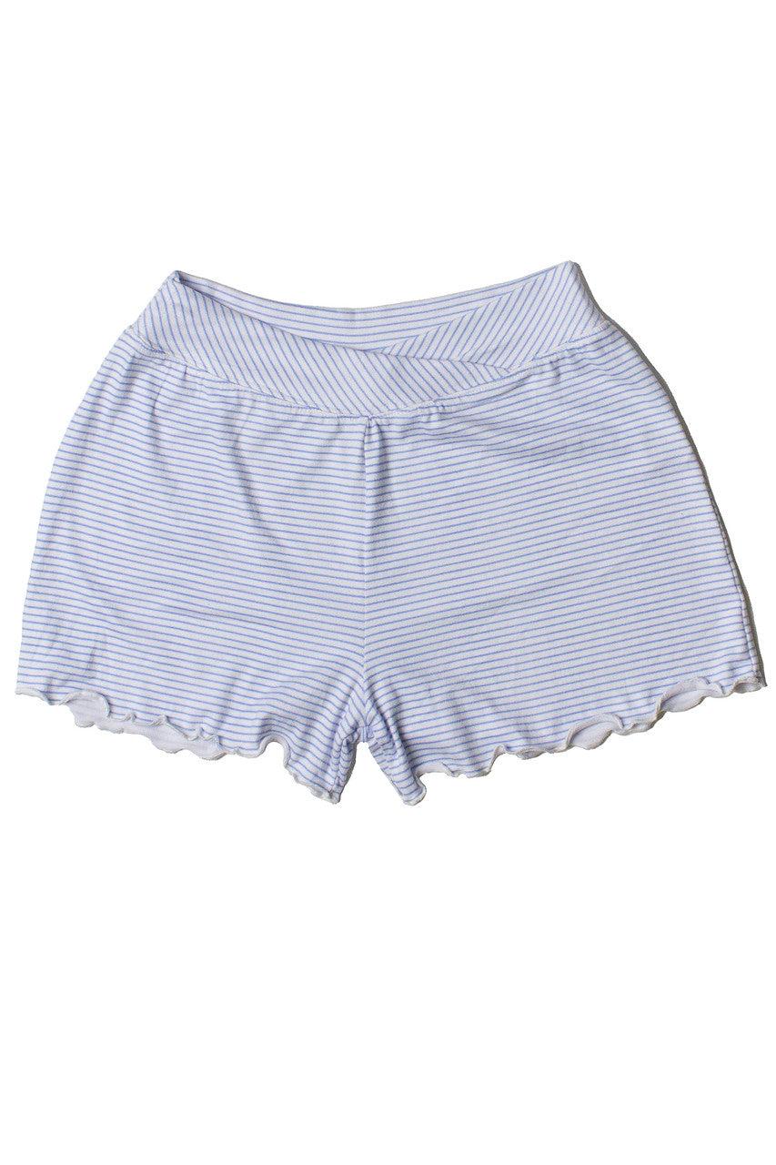 Blue Pinstripe Crossover Waist Lounge Shorts Product Image